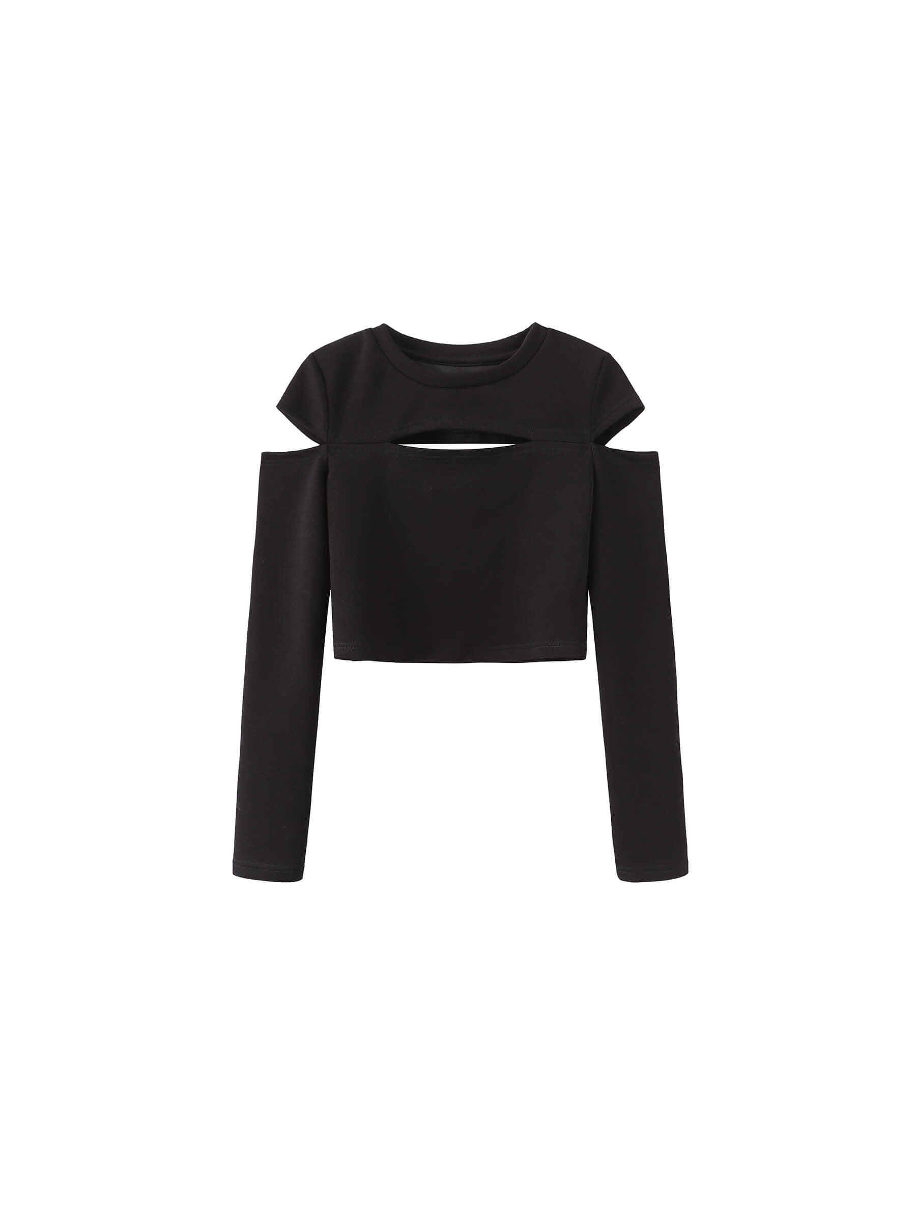 Cut Out Long Sleeve Crop Top-23