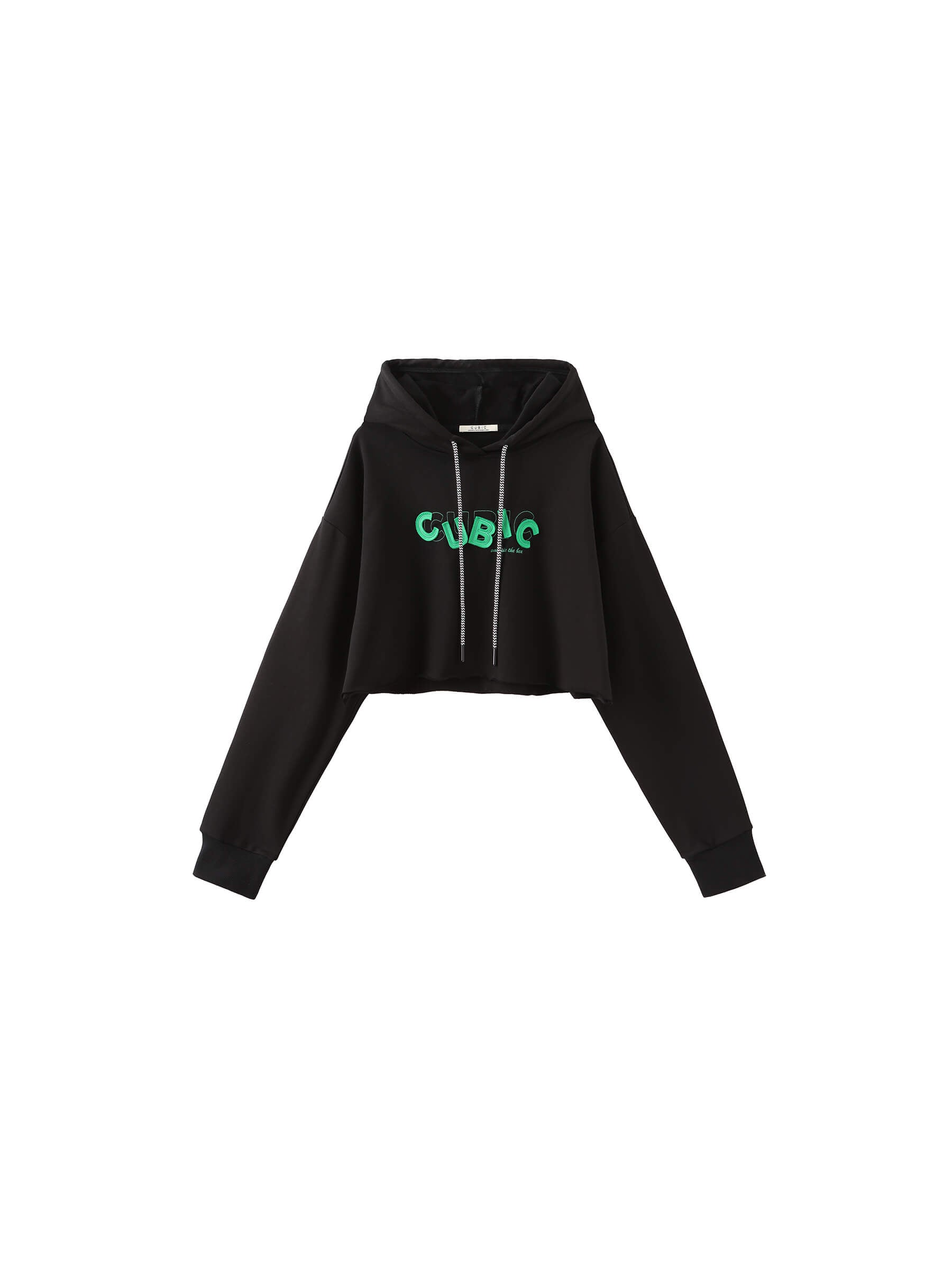 CUBIC Print Hooded Cropped Sweatshirt-26