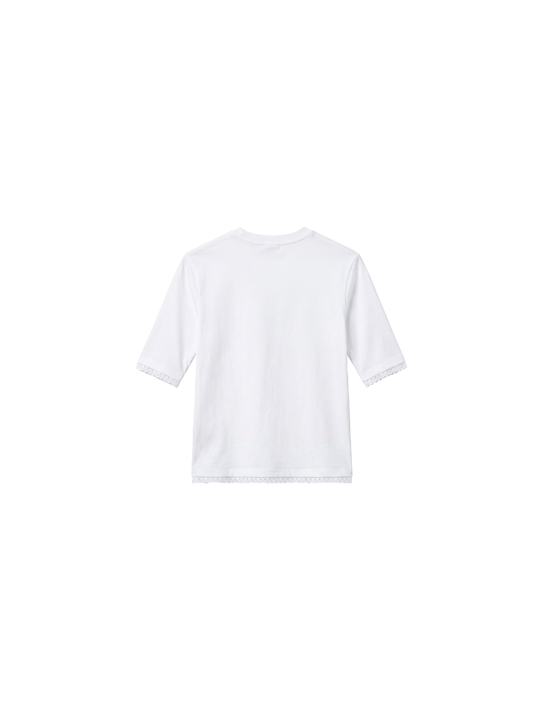 CUBIC Lace Trim Fitted Mid-Sleeve Top-24