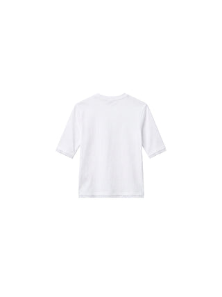 CUBIC Lace Trim Fitted Mid-Sleeve Top