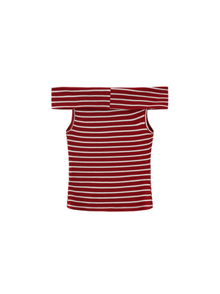 Striped Off-Shoulder Short-Sleeve Top