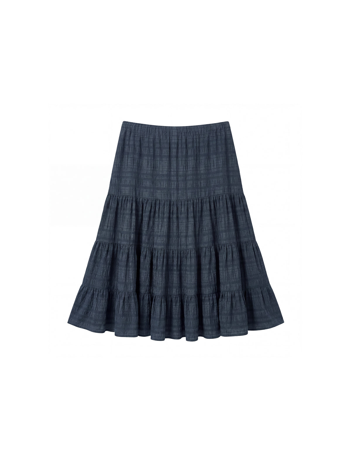 CUBIC Lyocell Linen Blend Tiered Striped Midi Skirt-24