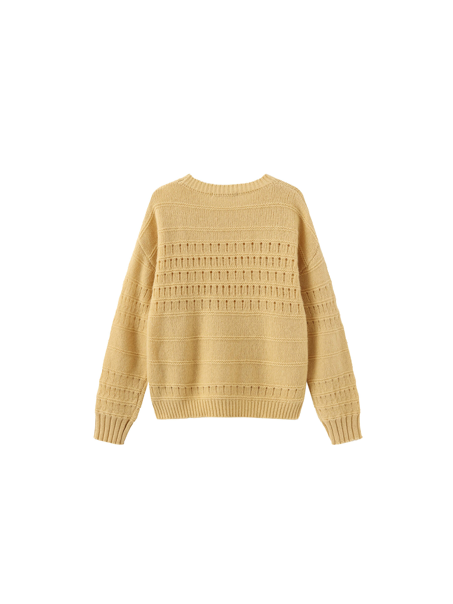 Hollowed 100% Wool Long Sleeves Knit Sweater-24
