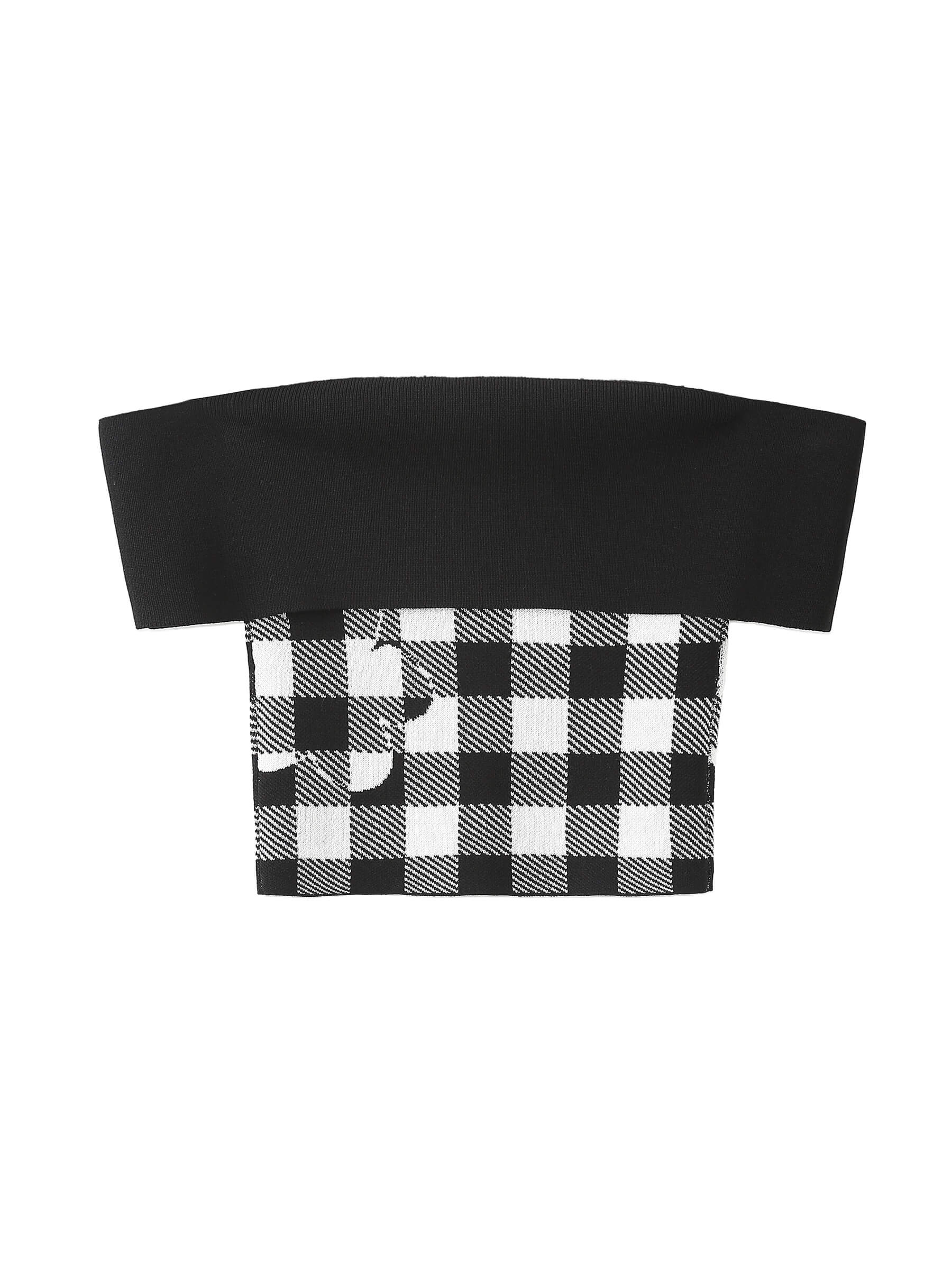 Off-Shoulder Checkered Knit Cami Top-27