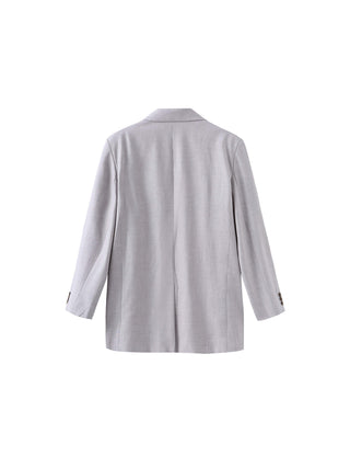 Oversized Shoulder Single Breasted Blazer with Wool Blend