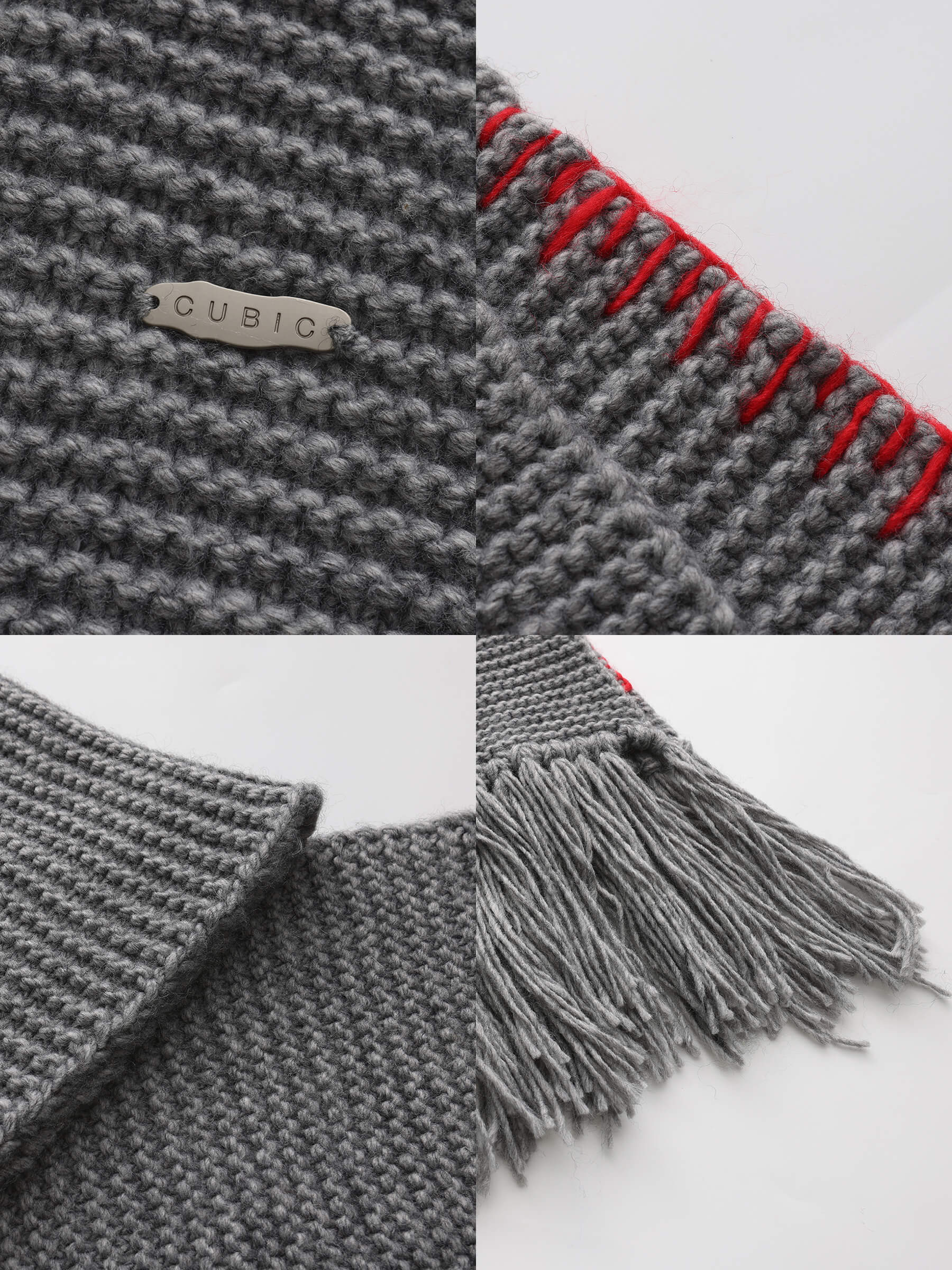 Fringed Long Scarf with Wool Blend-25