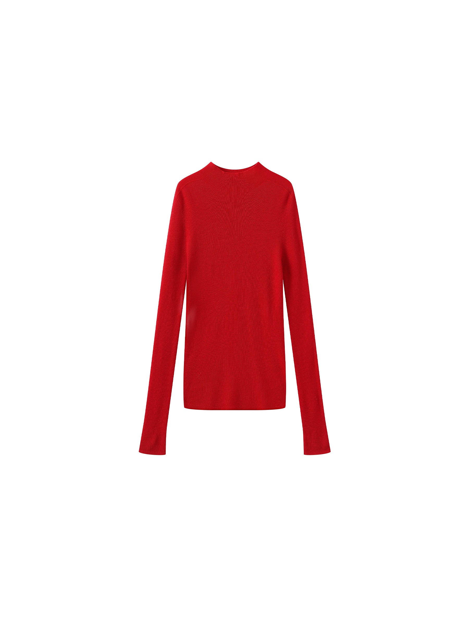 CUBIC 100% Wool Mock‑Neck Fitted Knit Top-25