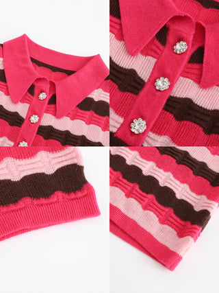 Polo Short Sleeve Striped Knit Dress