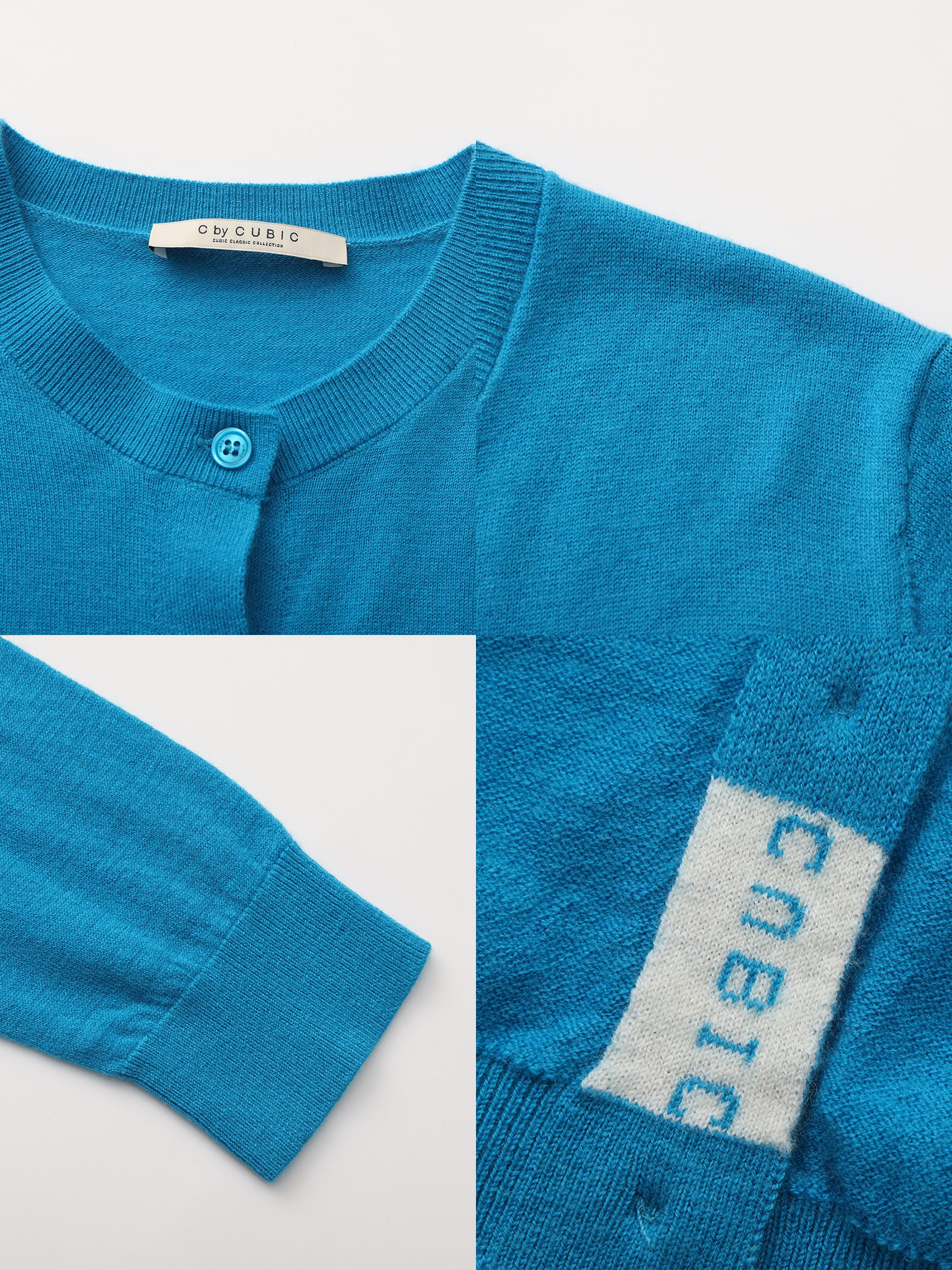 100% Wool Knit Cardigan with Crew Neck-26