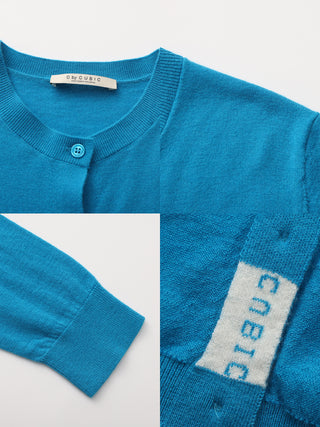 100% Wool Knit Cardigan with Crew Neck
