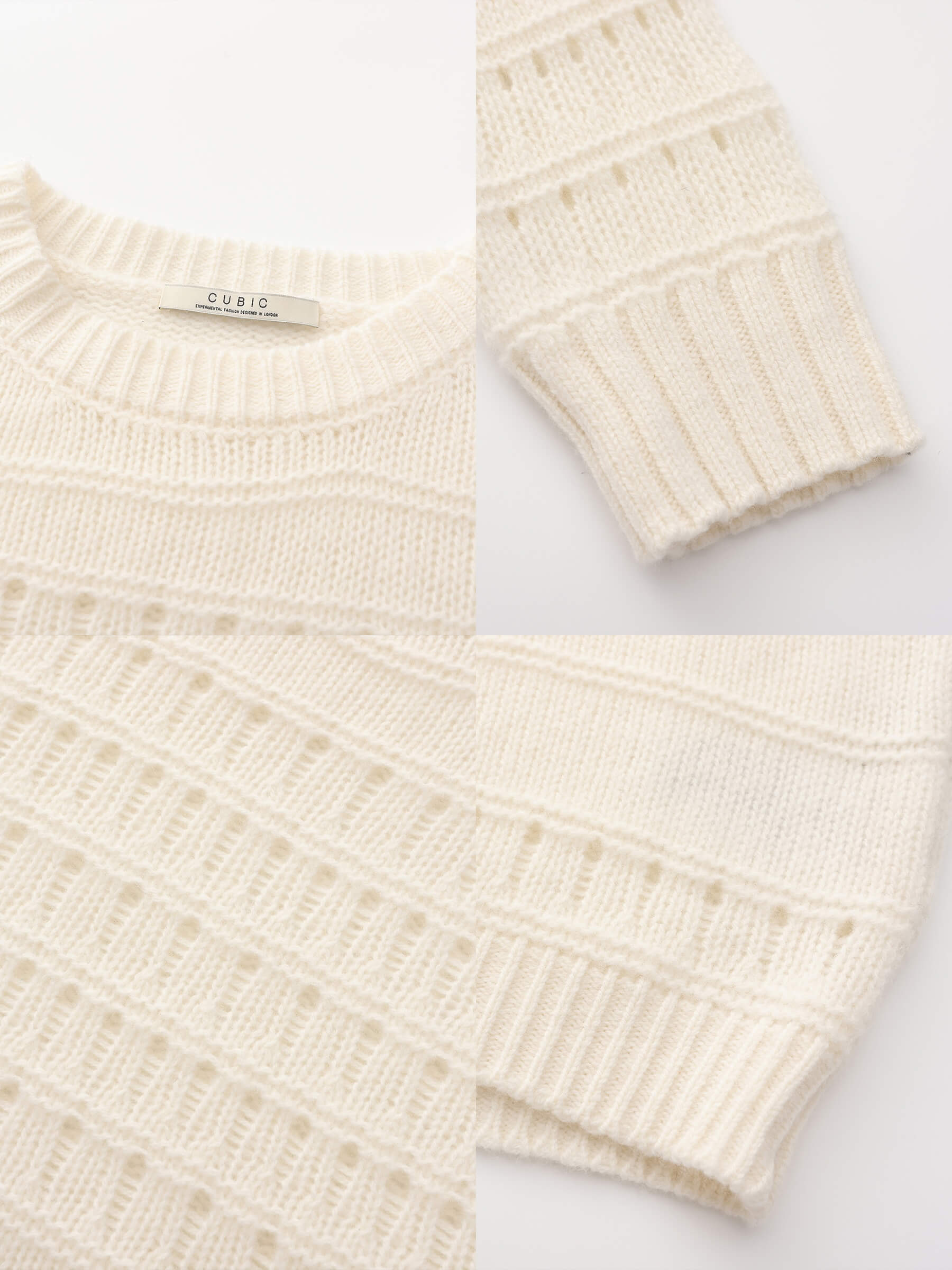 Hollowed 100% Wool Long Sleeves Knit Sweater-25