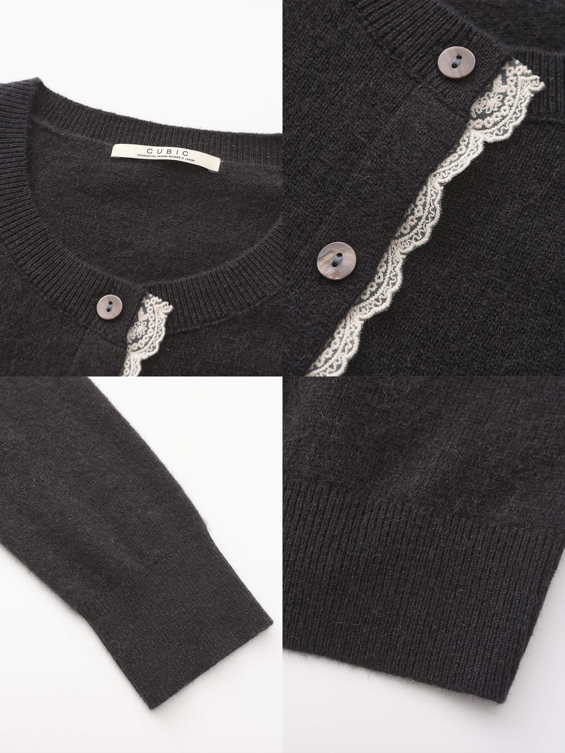 Lace Trim Knit Wool Cardigan-28