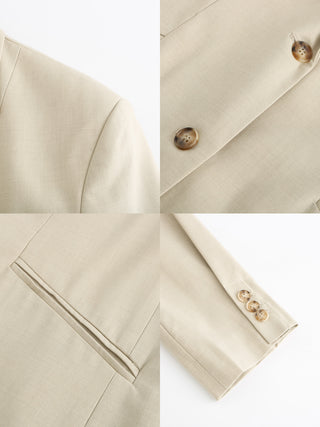Oversized Shoulder Single Breasted Blazer with Wool Blend