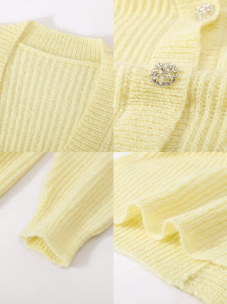 Casual V-Neck Ribbed Knit Cardigan with Wool Blend