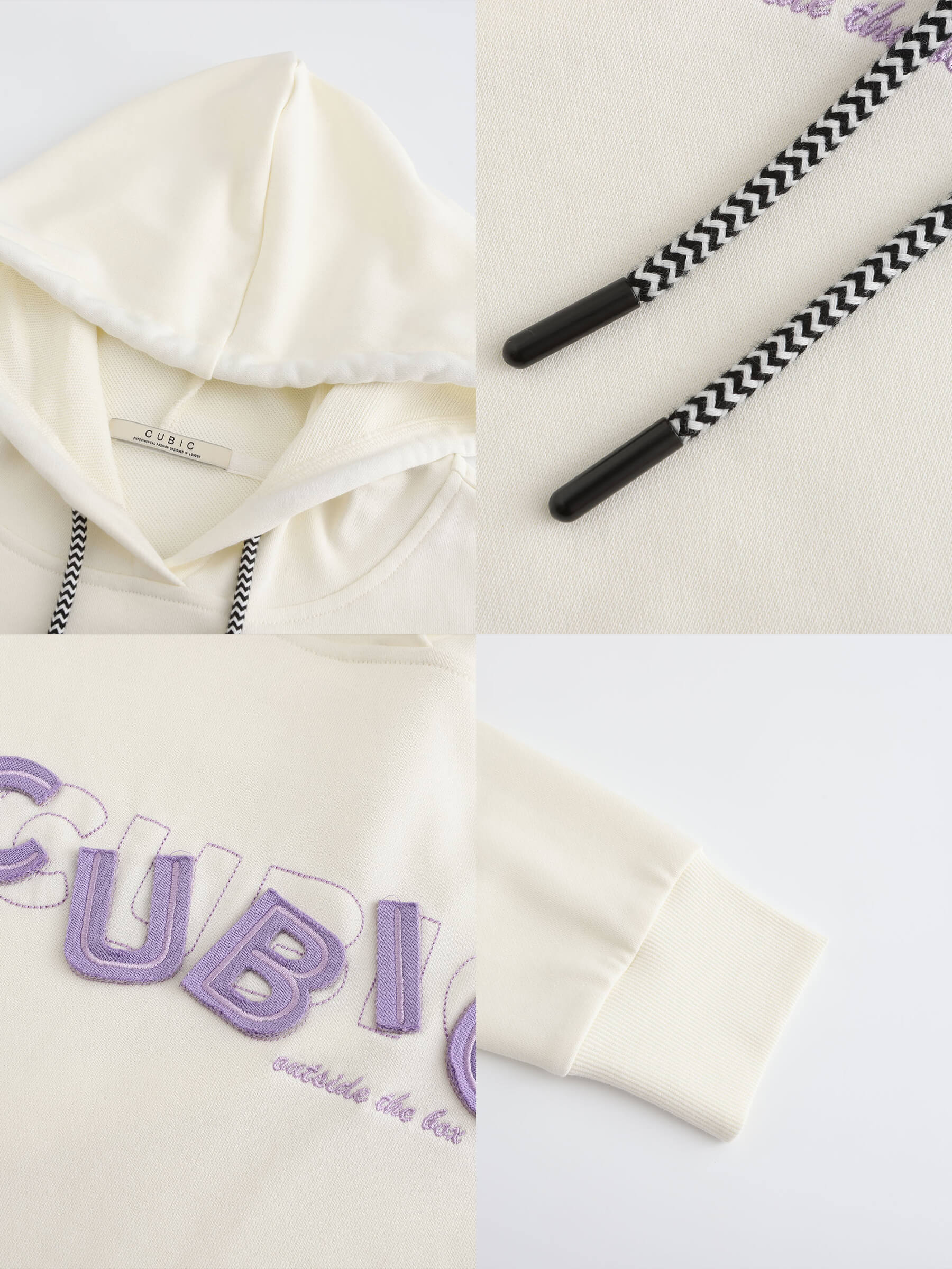 CUBIC Print Hooded Cropped Sweatshirt-28