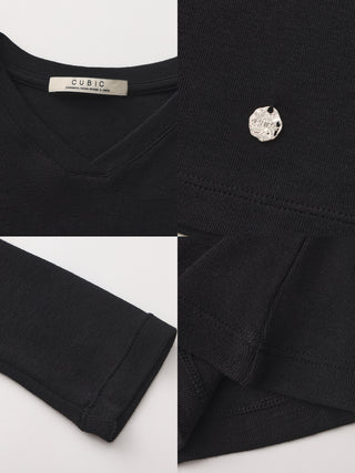 CUBIC Wool Blend V-Neck Knit T-Shirt