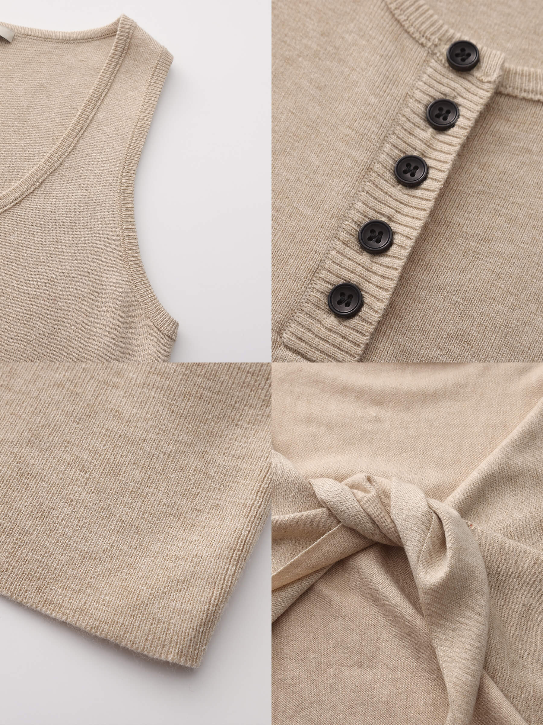 Slim-Fit Knit Henley Vest with Neck Tie-29