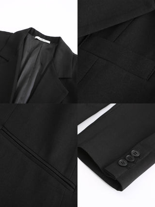 Oversized Shoulder Single Breasted Blazer with Wool Blend