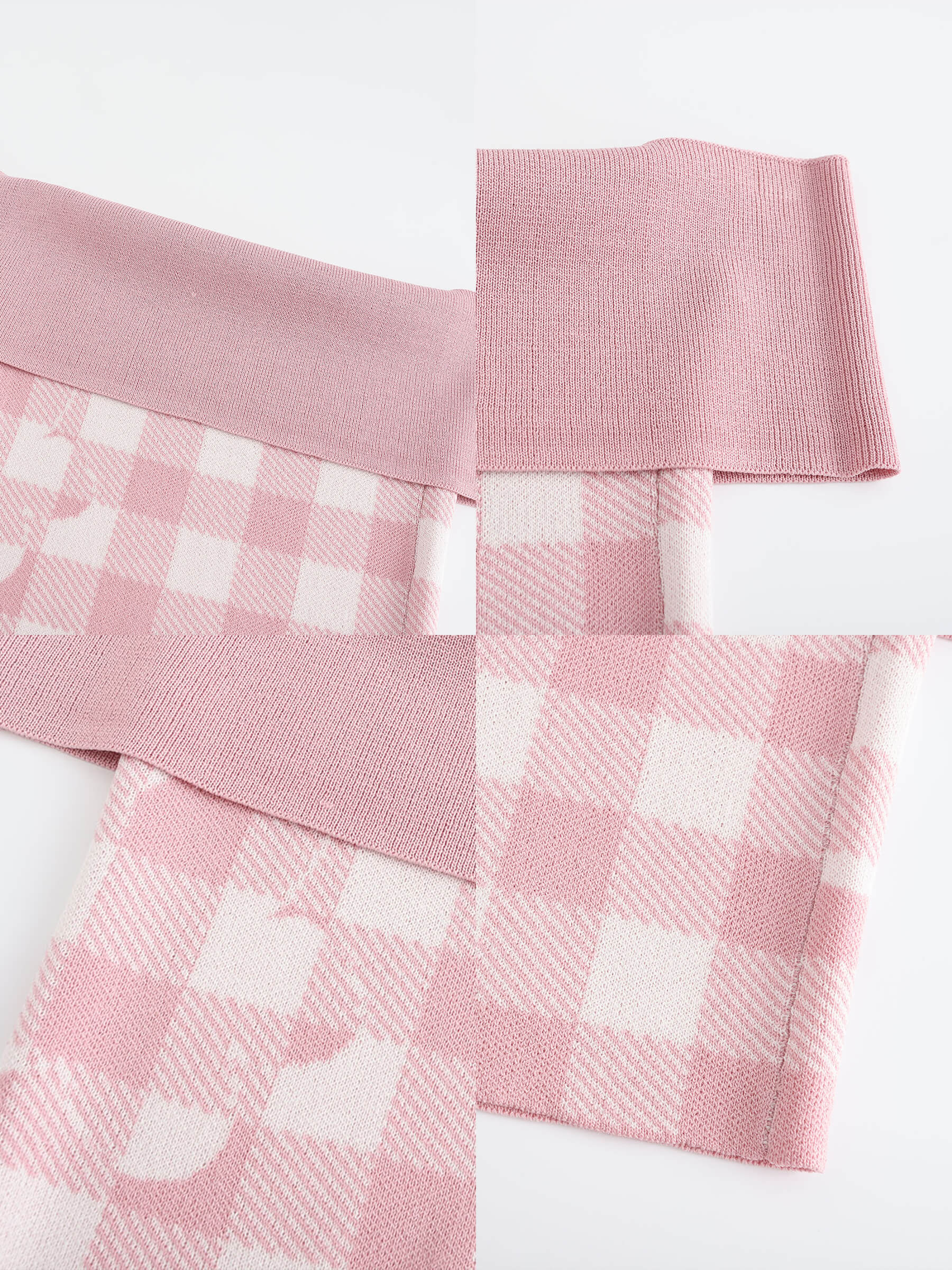 Off-Shoulder Checkered Knit Cami Top-30