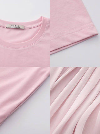 Oversized Round Neck Short Sleeve Pleated Dress