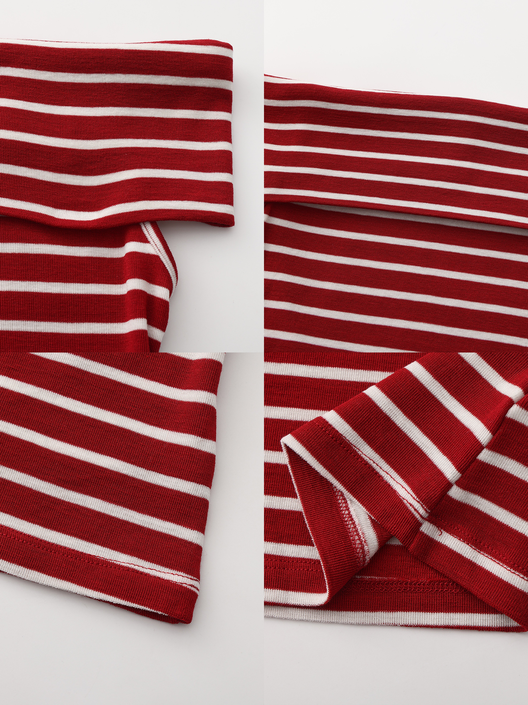 Striped Off-Shoulder Short-Sleeve Top-25