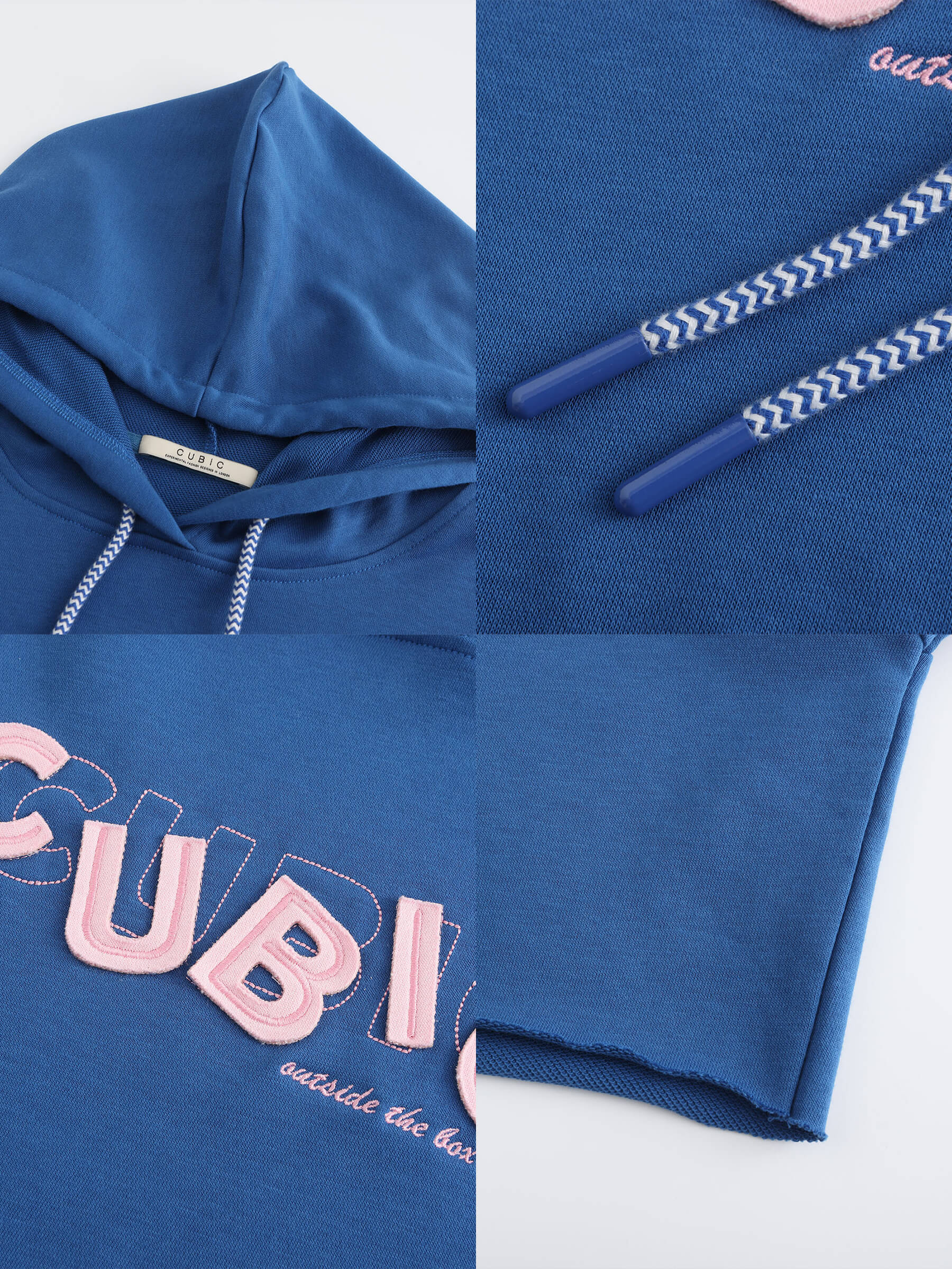 CUBIC Print Hooded Cropped Sweatshirt-29