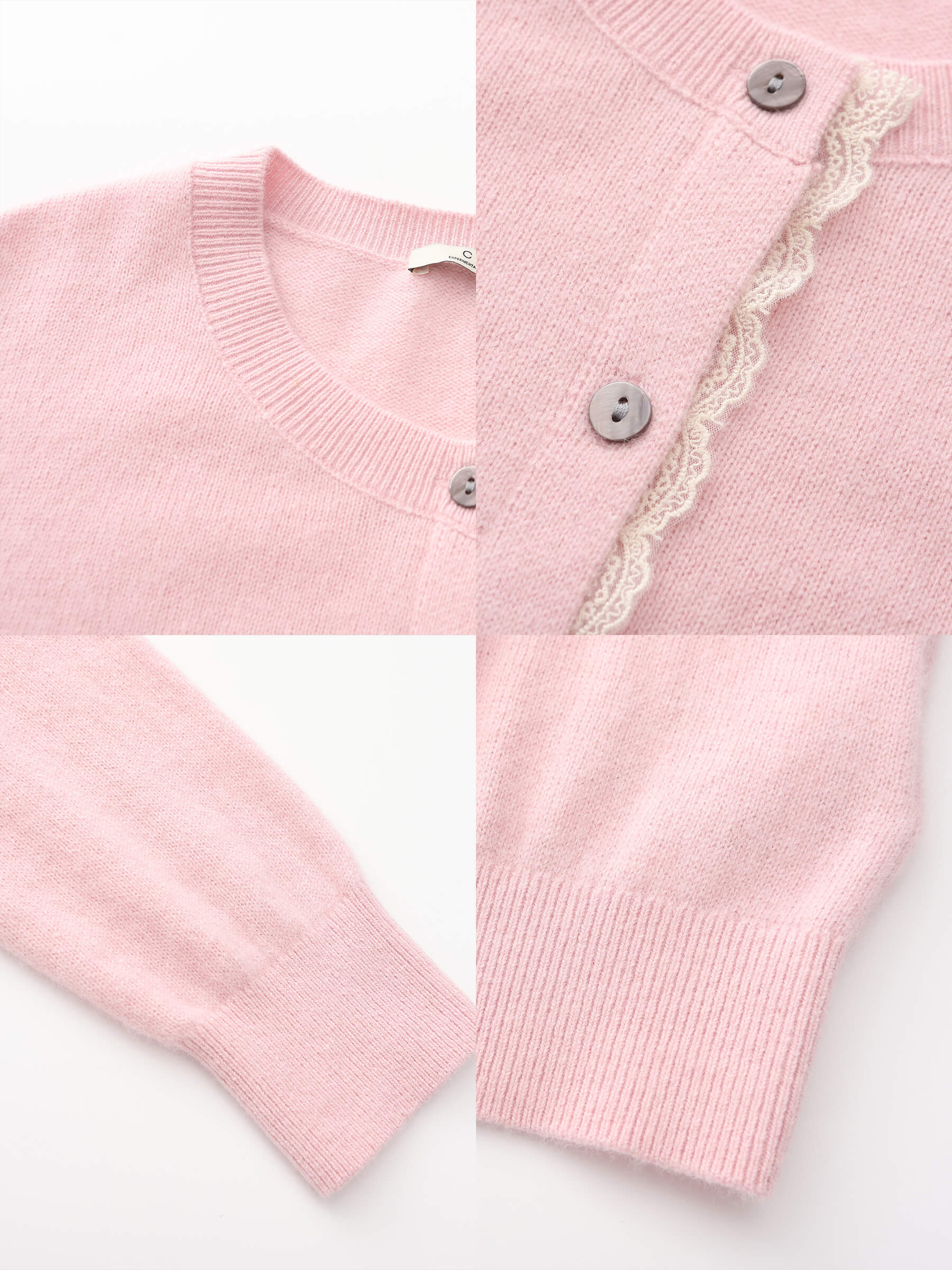 Lace Trim Knit Wool Cardigan-29