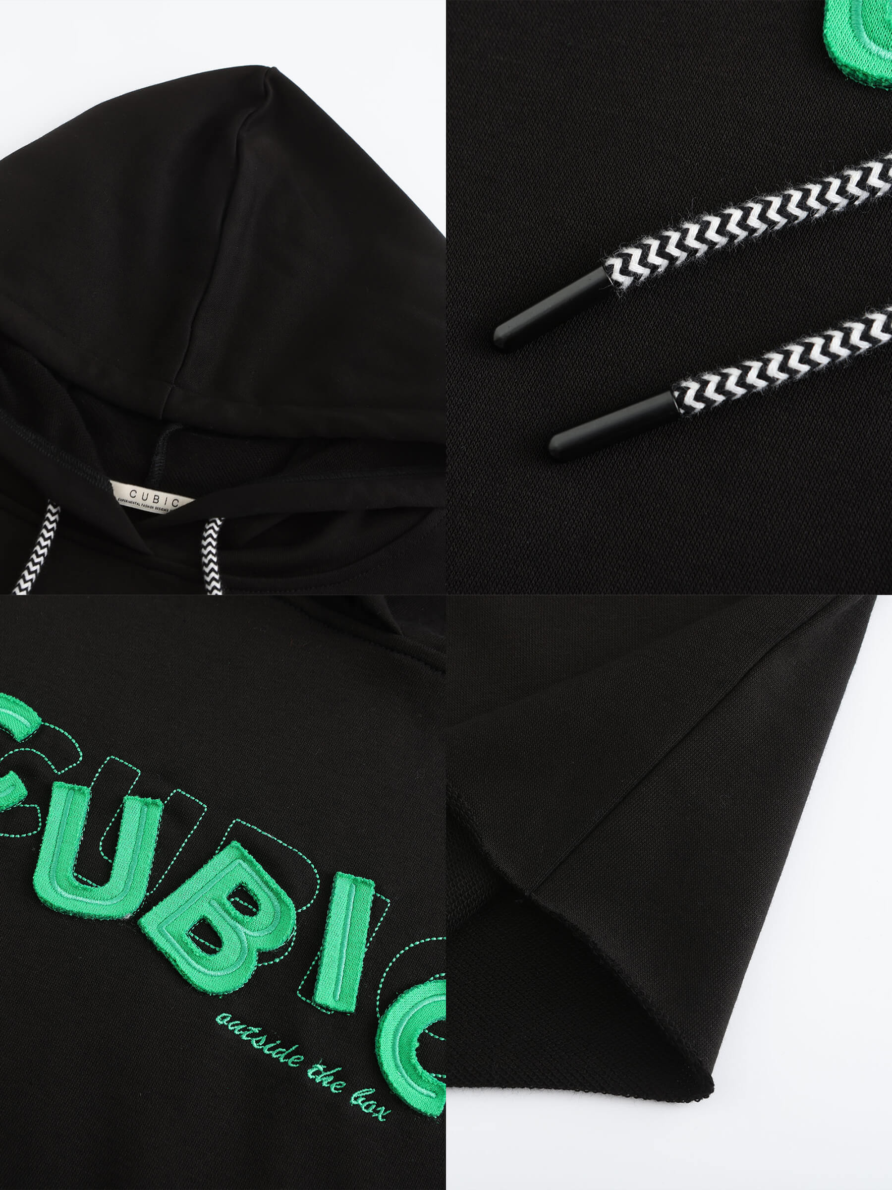 CUBIC Print Hooded Cropped Sweatshirt-30