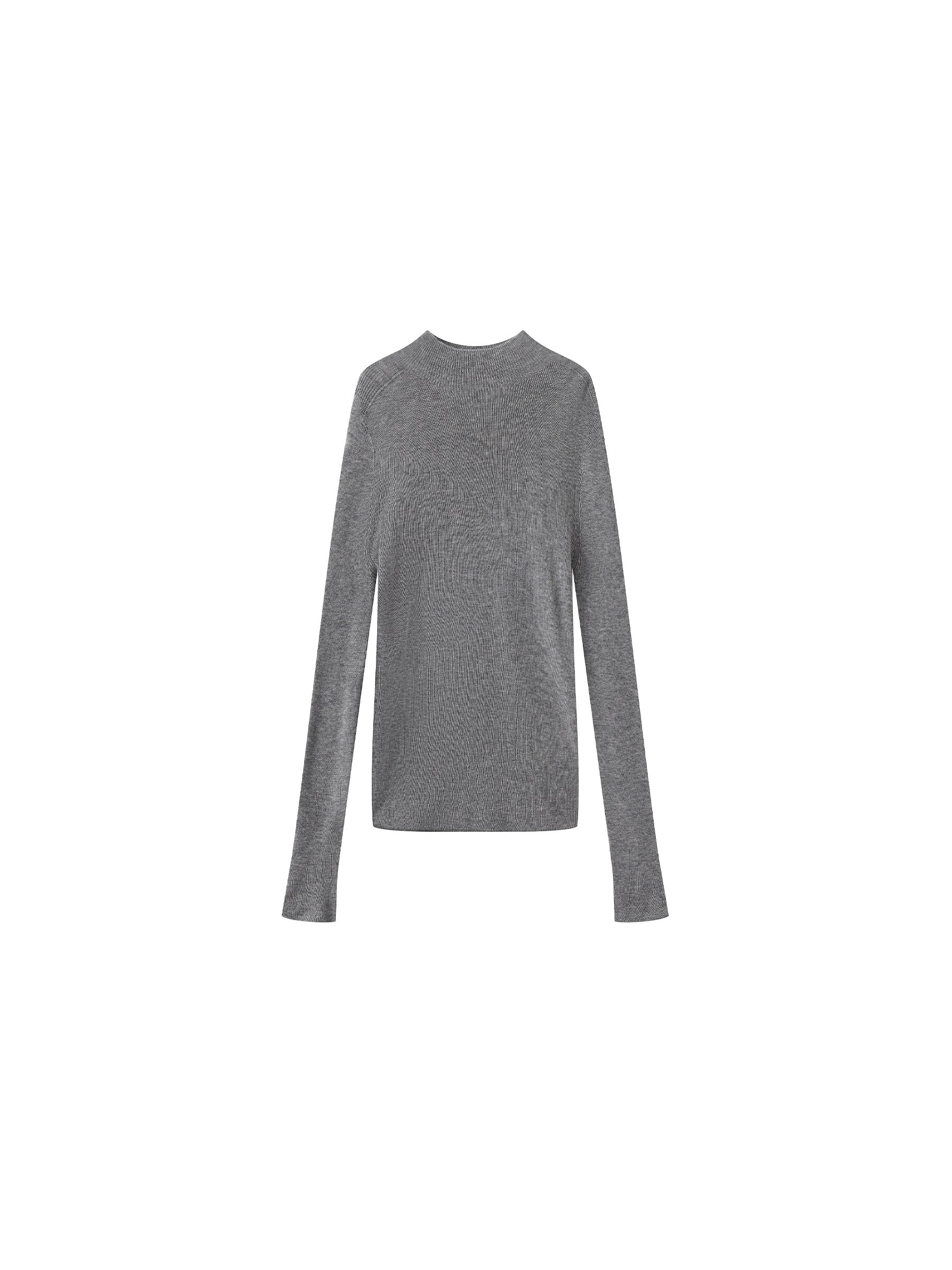 CUBIC 100% Wool Mock‑Neck Fitted Knit Top-26