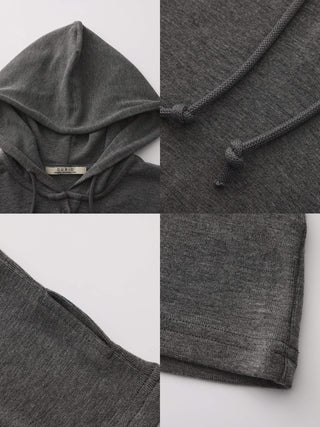 Slim-Fit Hooded V-Neck Long Sleeve Top