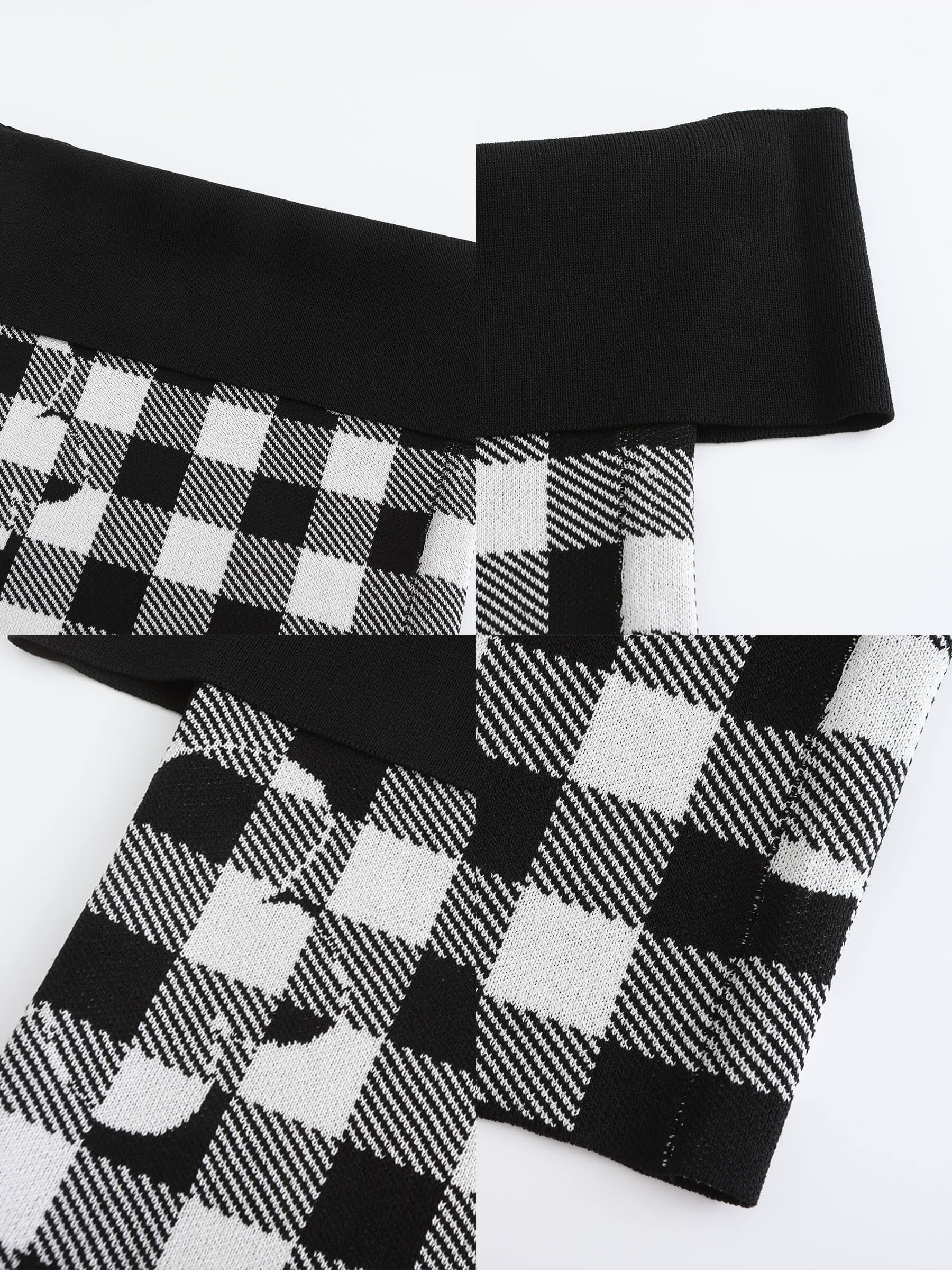 Off-Shoulder Checkered Knit Cami Top-31