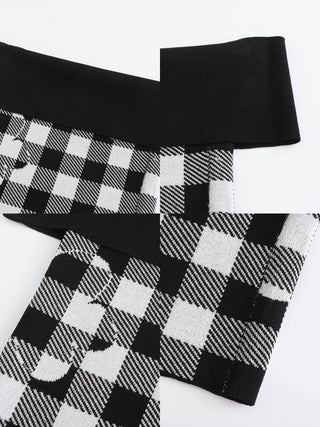 Off-Shoulder Checkered Knit Cami Top