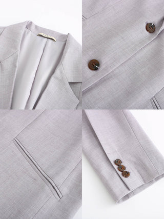 Oversized Shoulder Single Breasted Blazer with Wool Blend