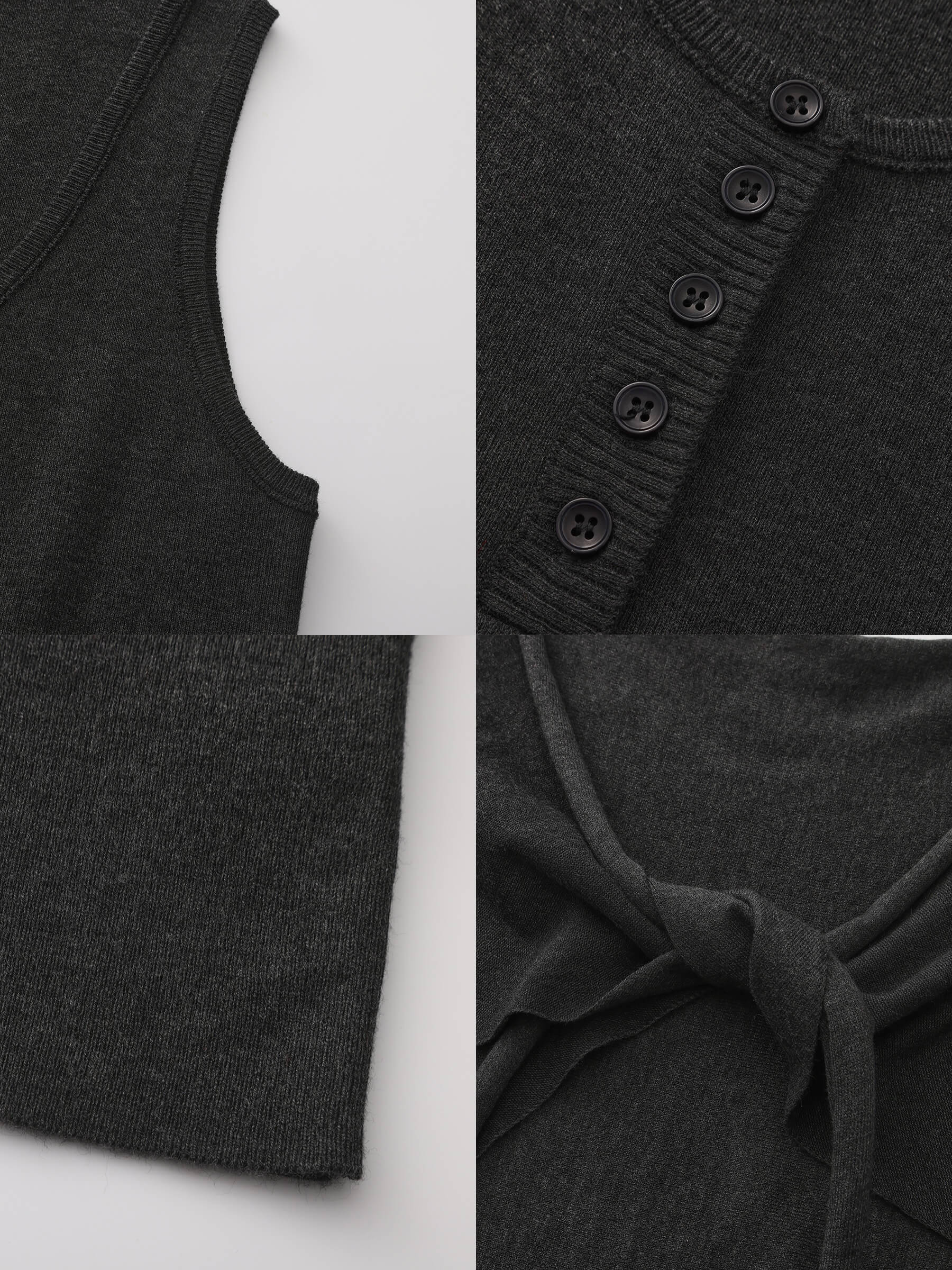Slim-Fit Knit Henley Vest with Neck Tie-30