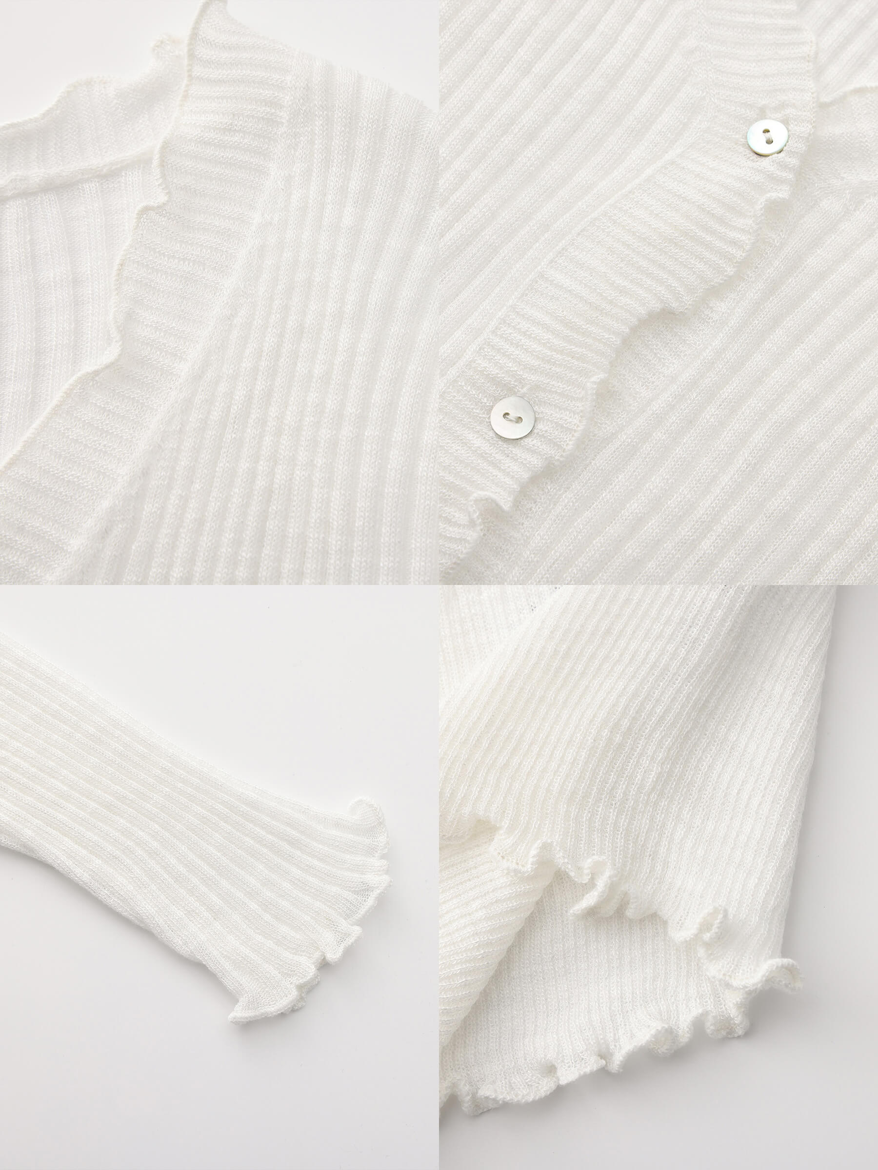 V-Neck Knit Cardigan with Ruffled Long Sleeves-28