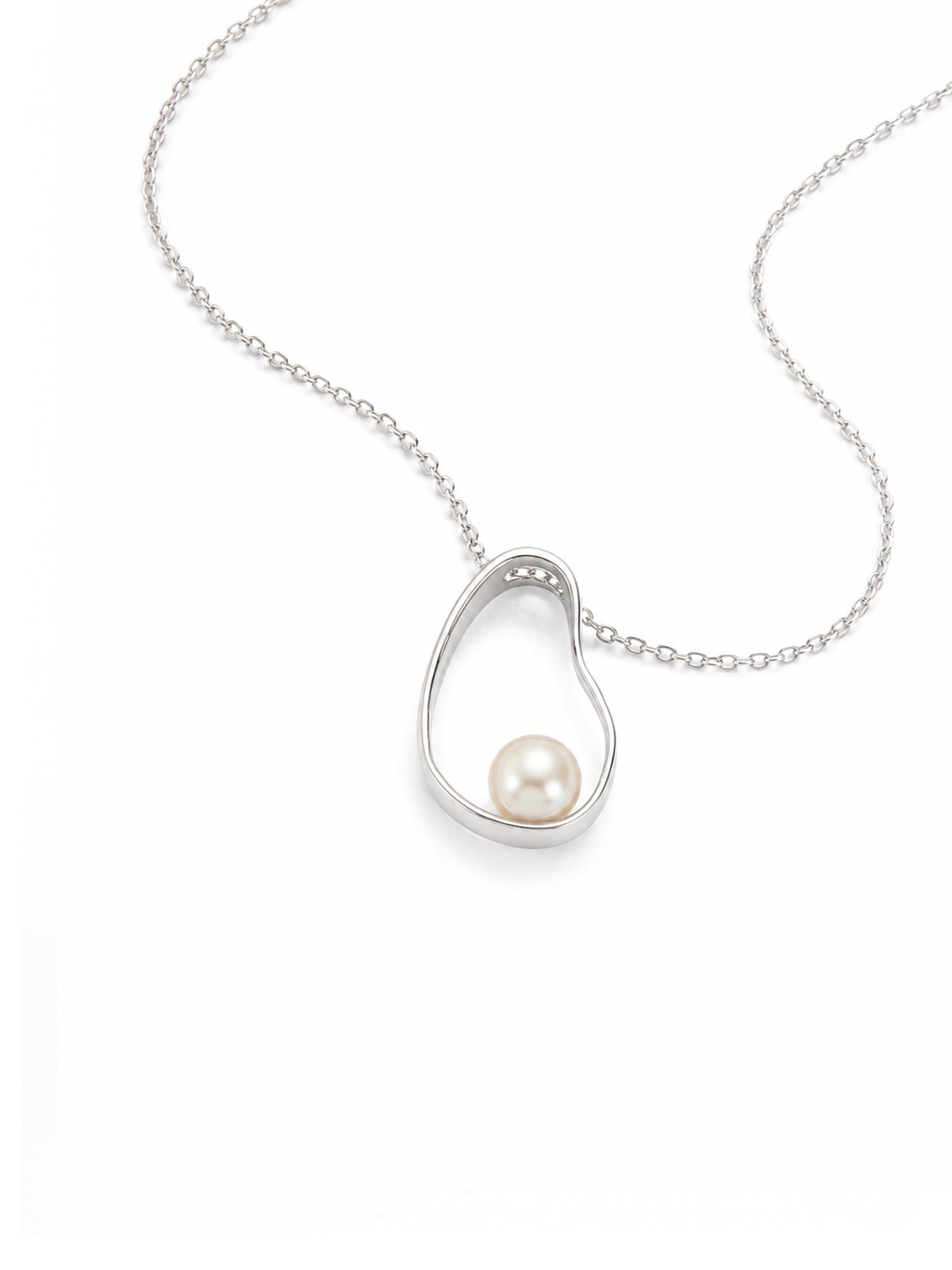 Irregular Frame Pearl Silver Necklace-1