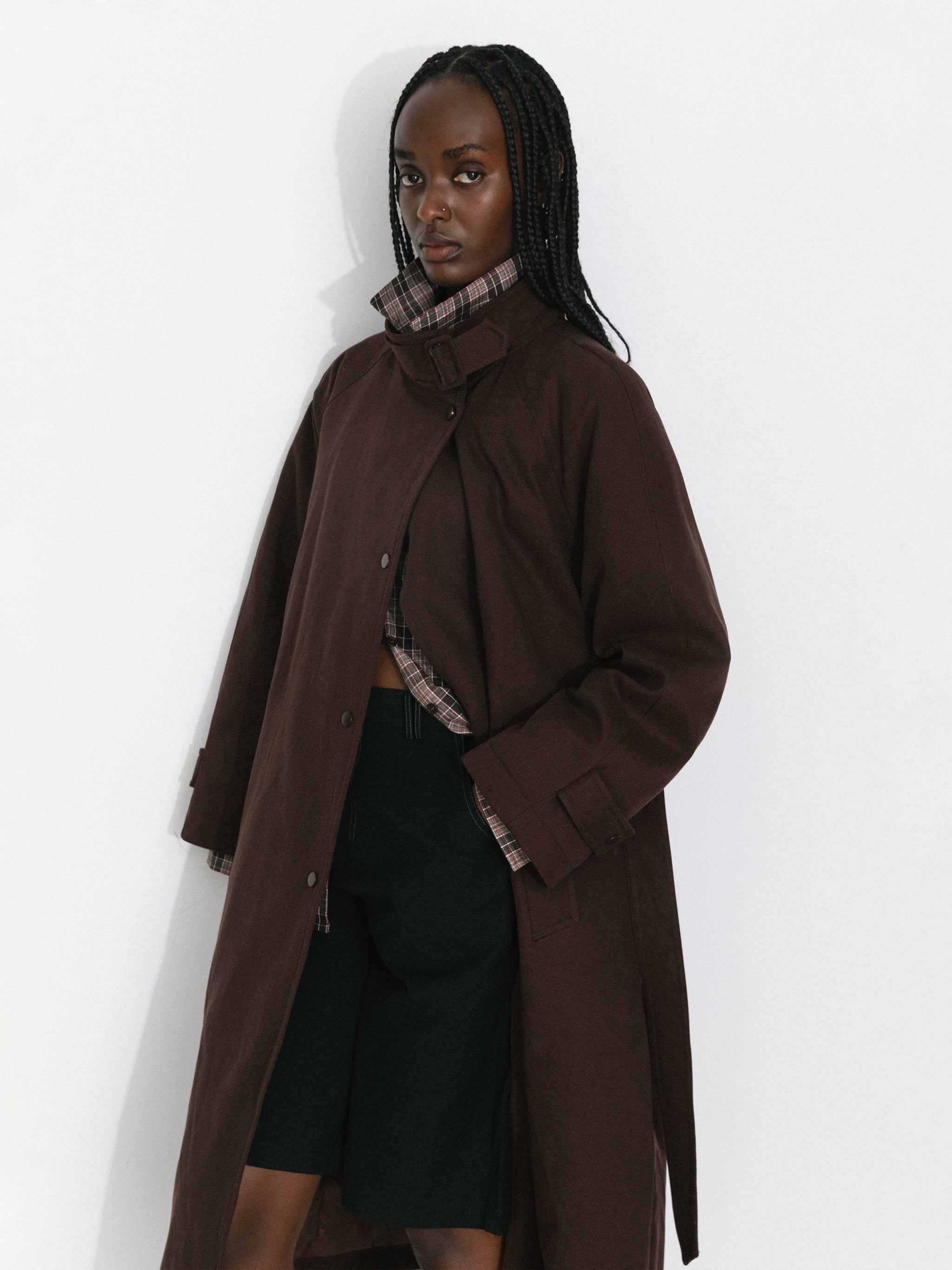 Convertible Collar Long Down Trench Coat-2
