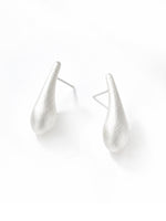 Textured Teardrop Silver Stud Earrings