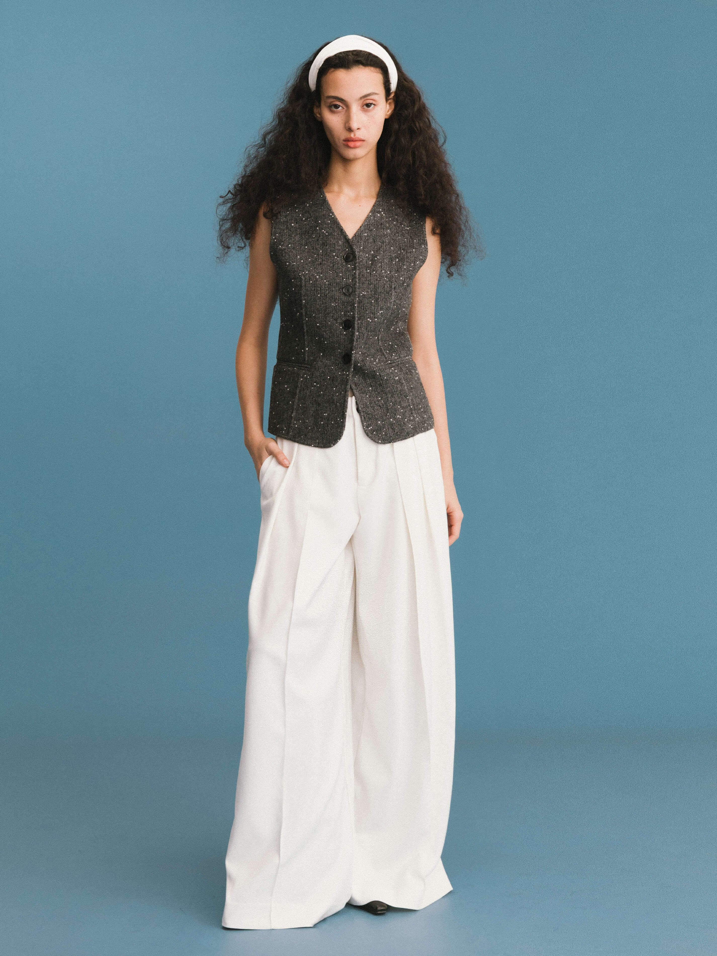 ONE BY CUBIC Double Face Tailored Wool Waistcoat-2