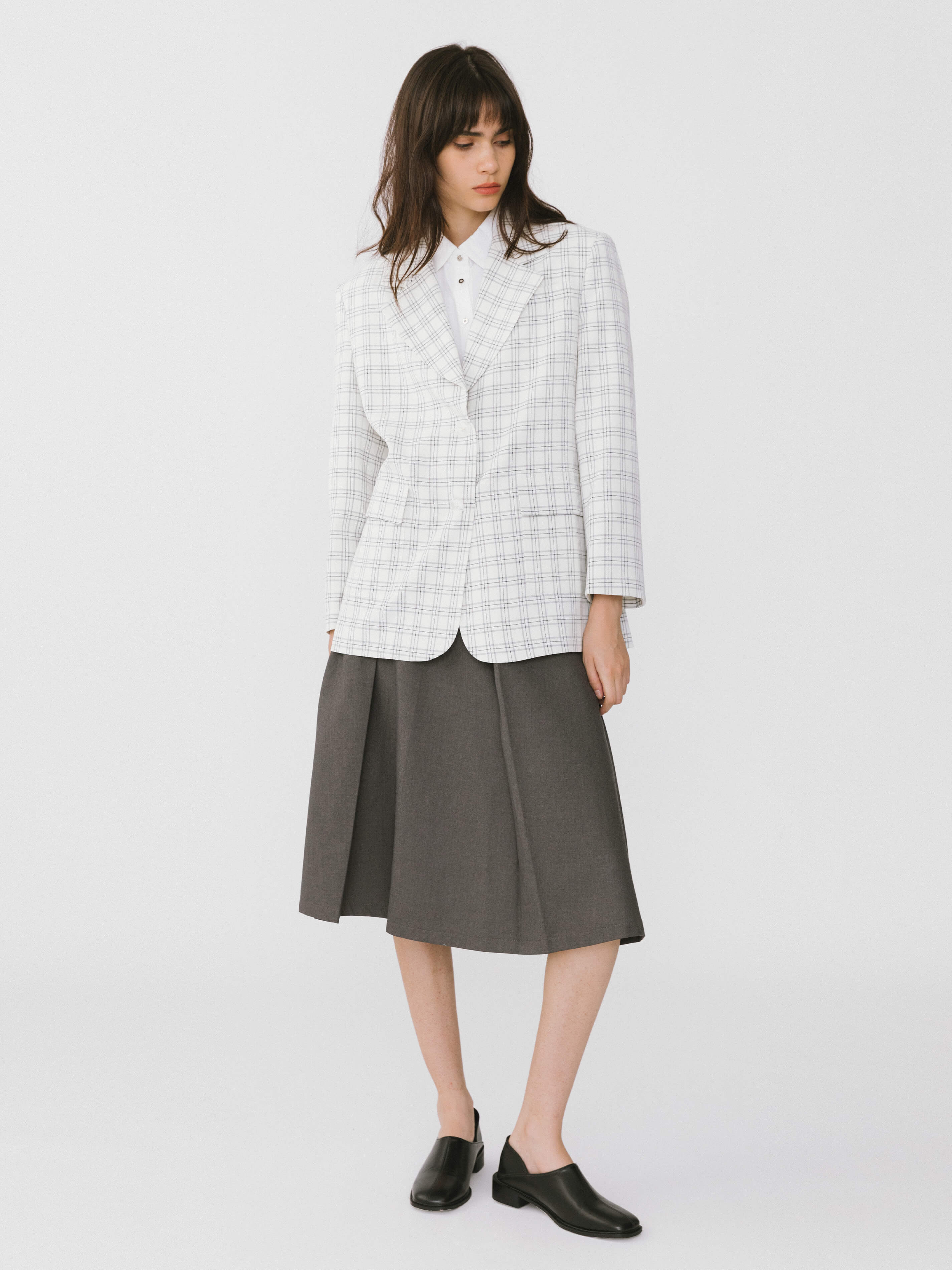 Single Breasted Plaid Oversized Blazer-2