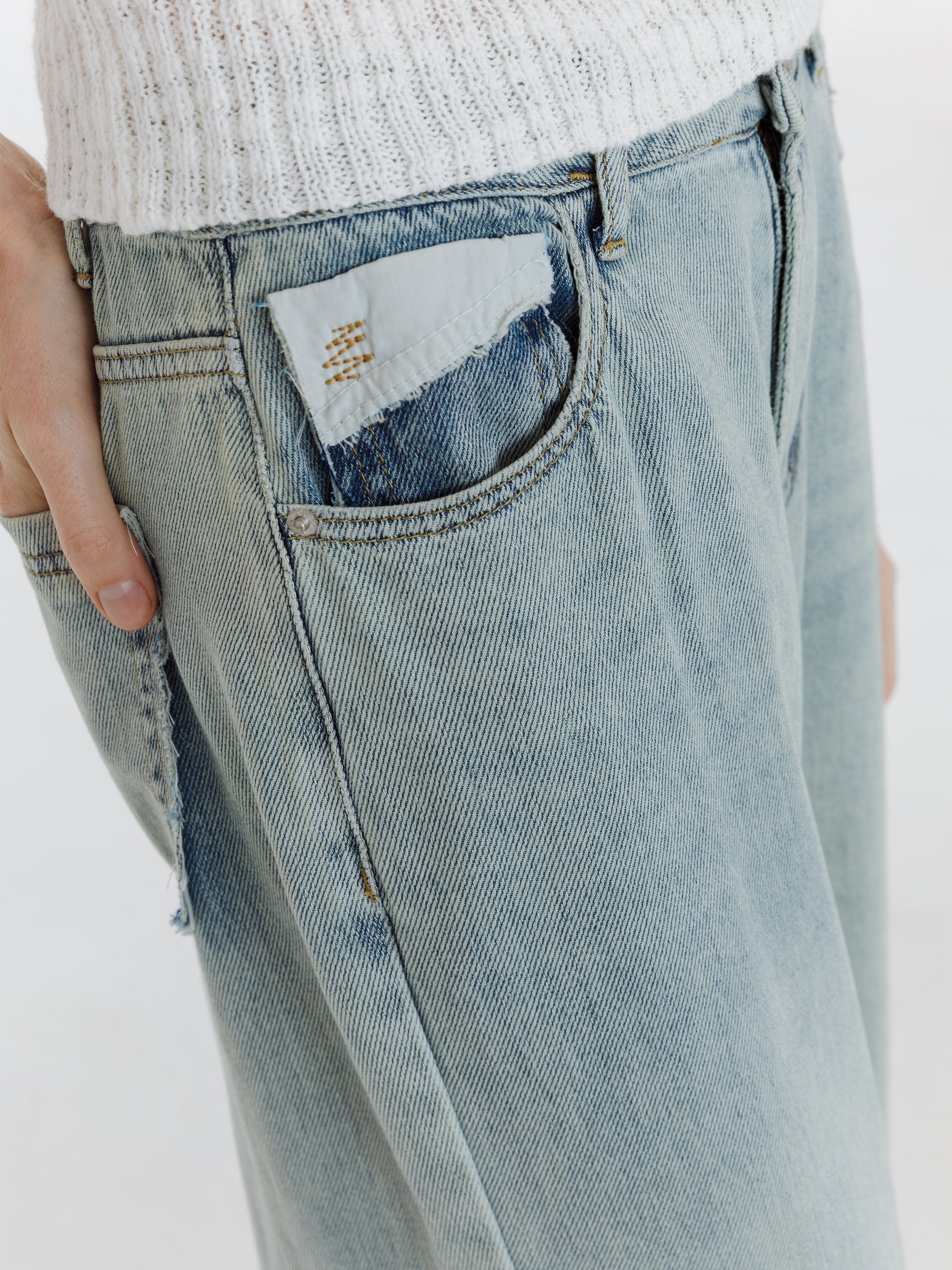 High Waist Loose Straight Washed Jeans-2
