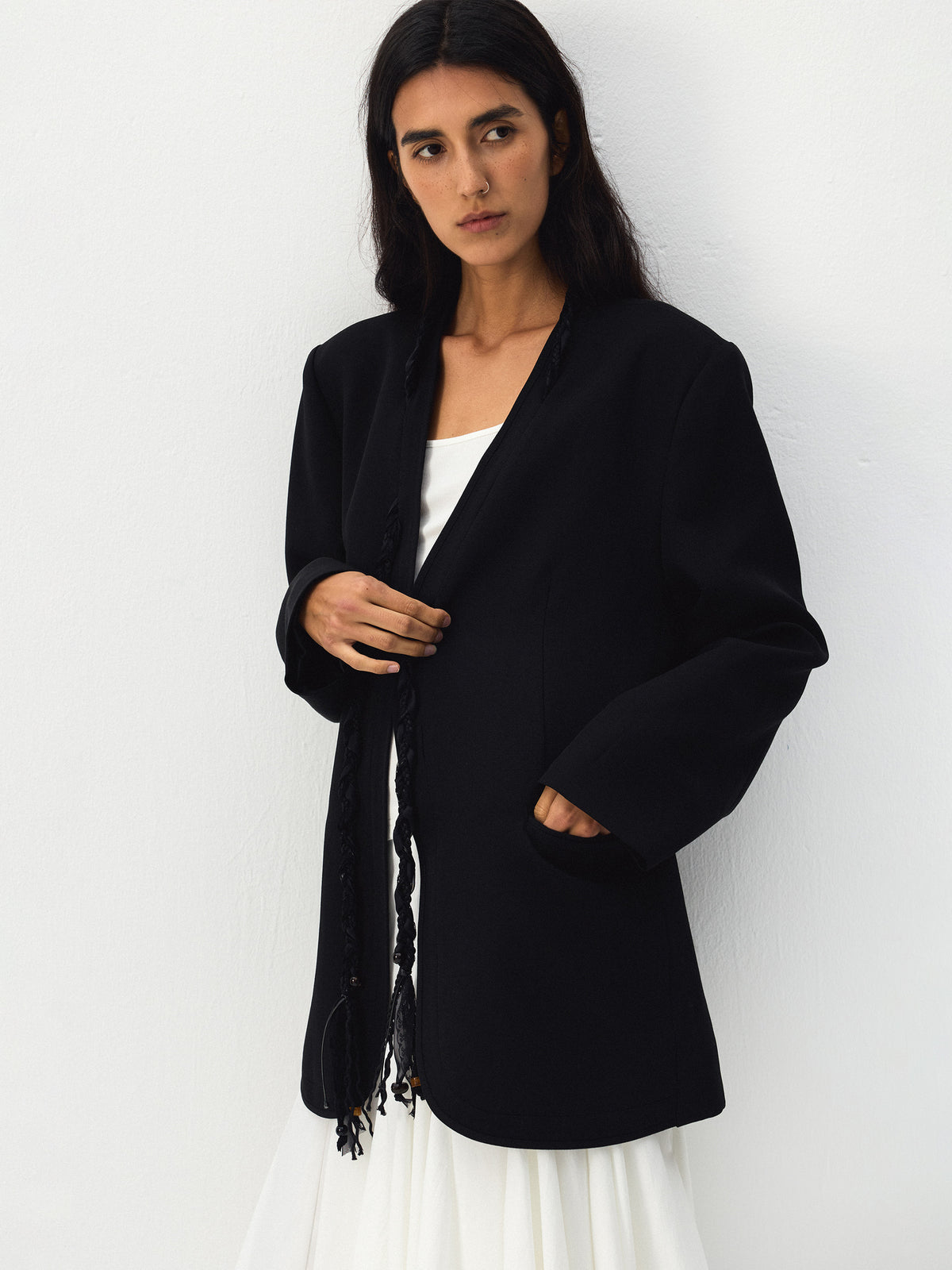CUBIC Braided Tassel Oversized Blazer-2