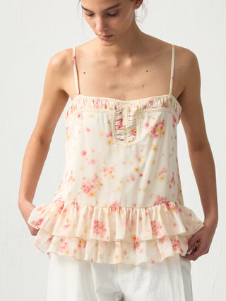 CUBIC Lace V-Neck Ruffle Floral Camisole