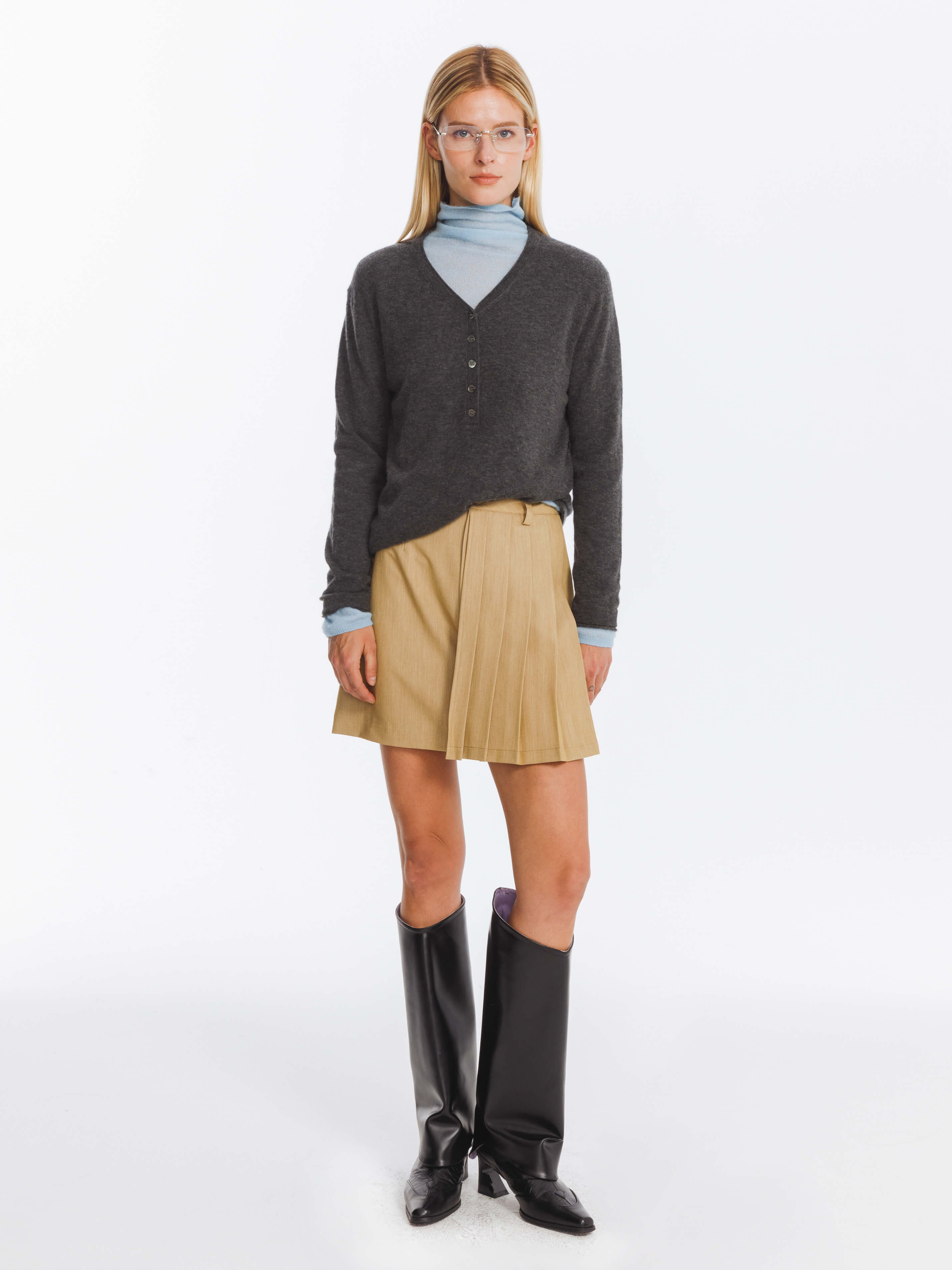 Irregular Pleated A-line Skirt-2