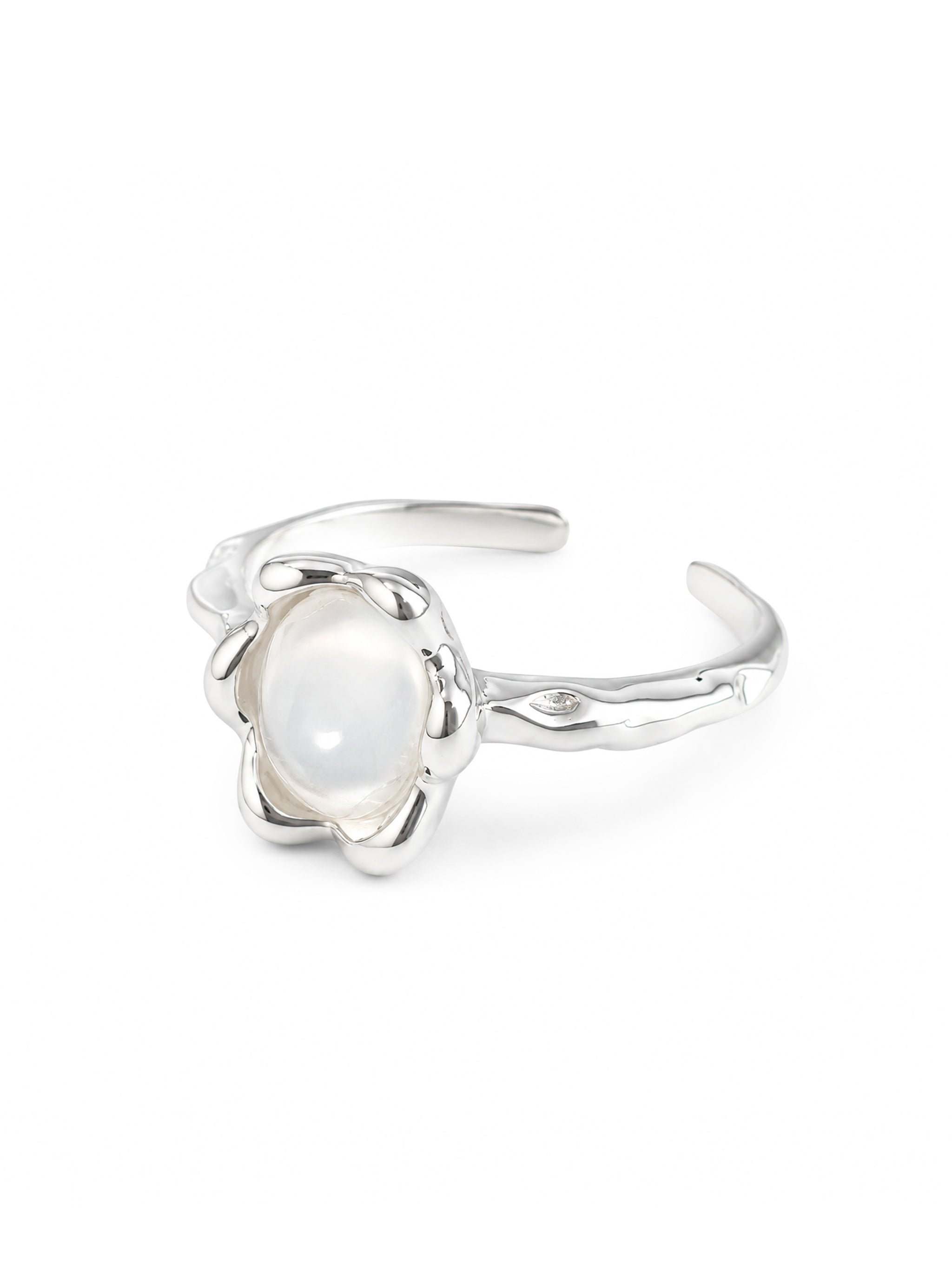 Flower Crystal Silver Ring-3