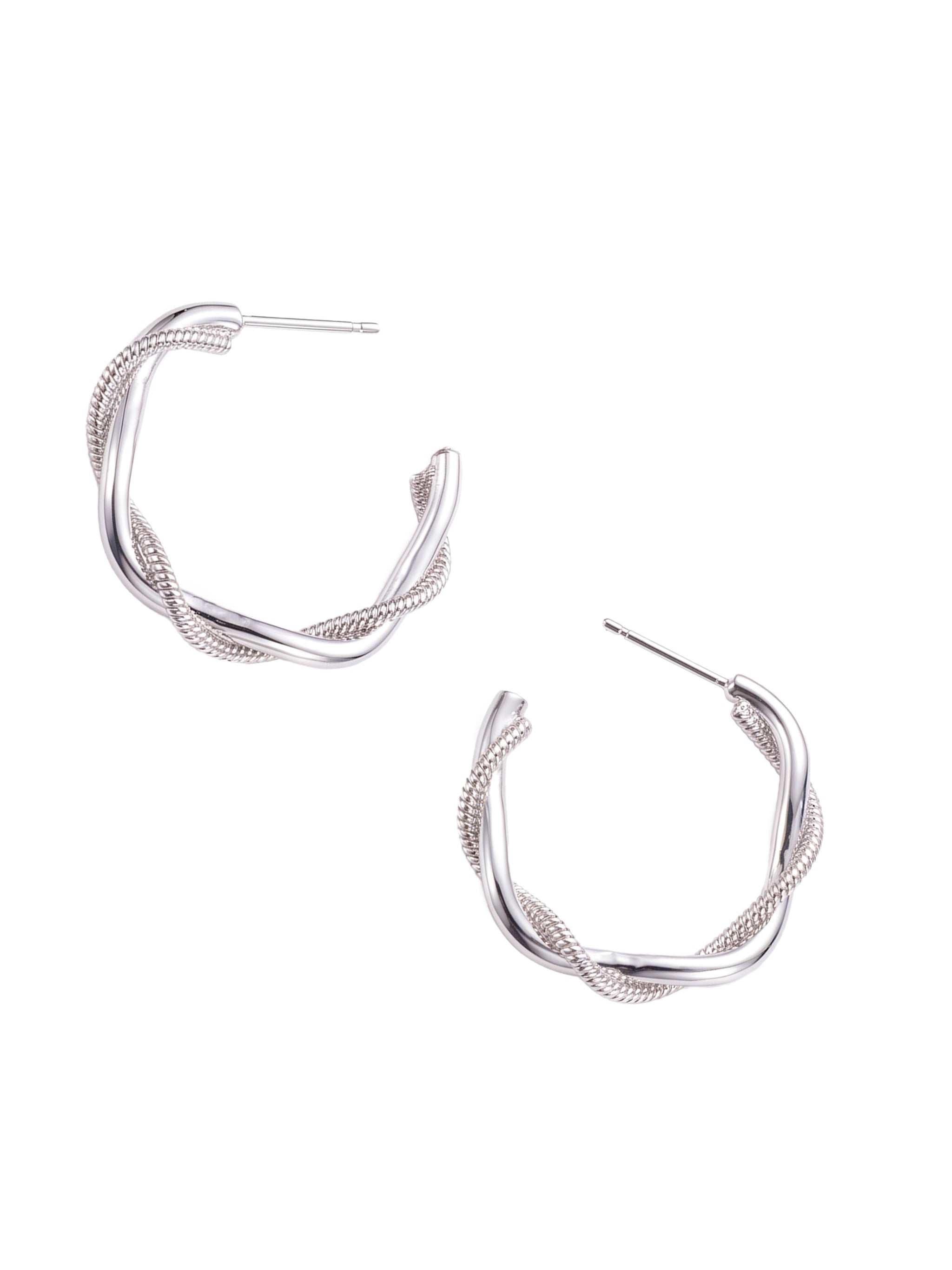 Twisted Textured Hoop Earrings-2