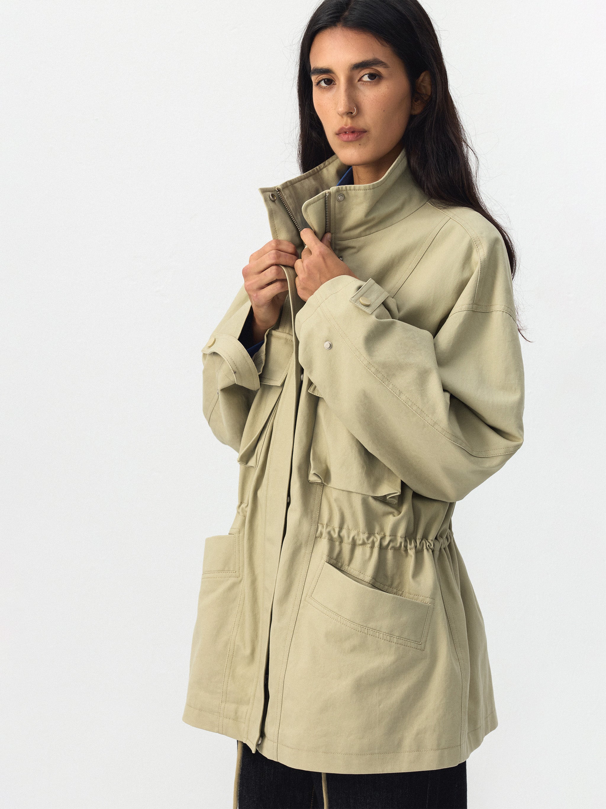 CUBIC Drawstring Waist Cargo Field Jacket-2