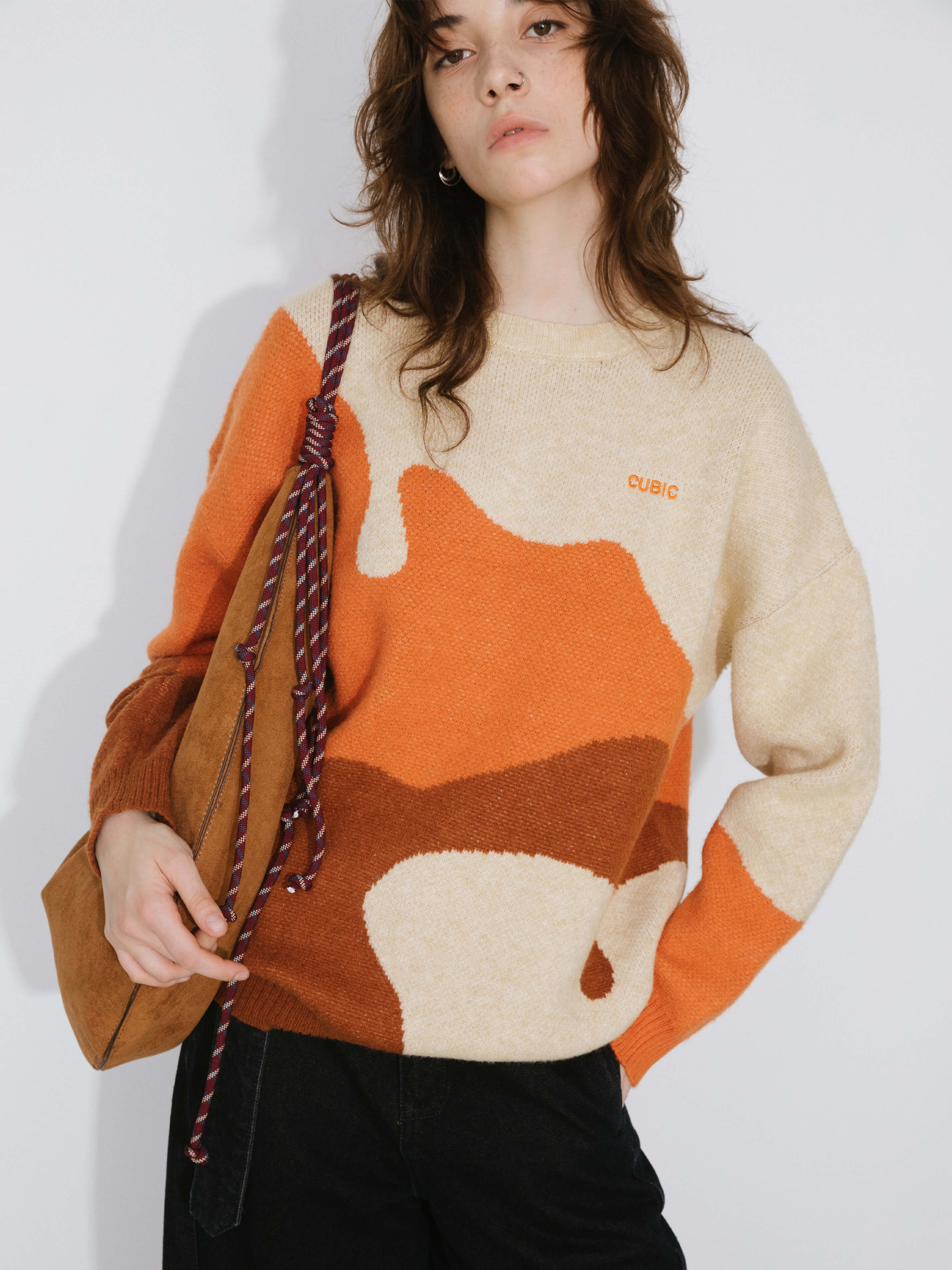 Melting Colour Block Oversized Knit Sweater-8