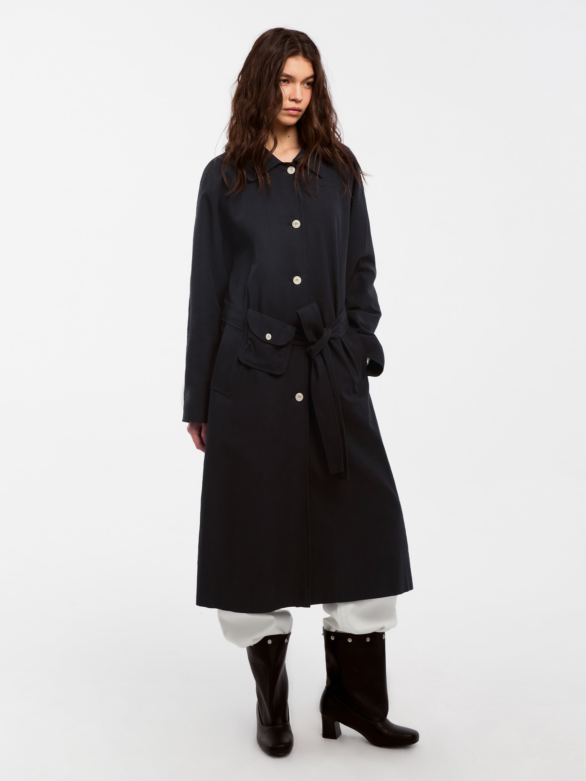 CUBIC Lyocell Classic Long Trench Coat-5