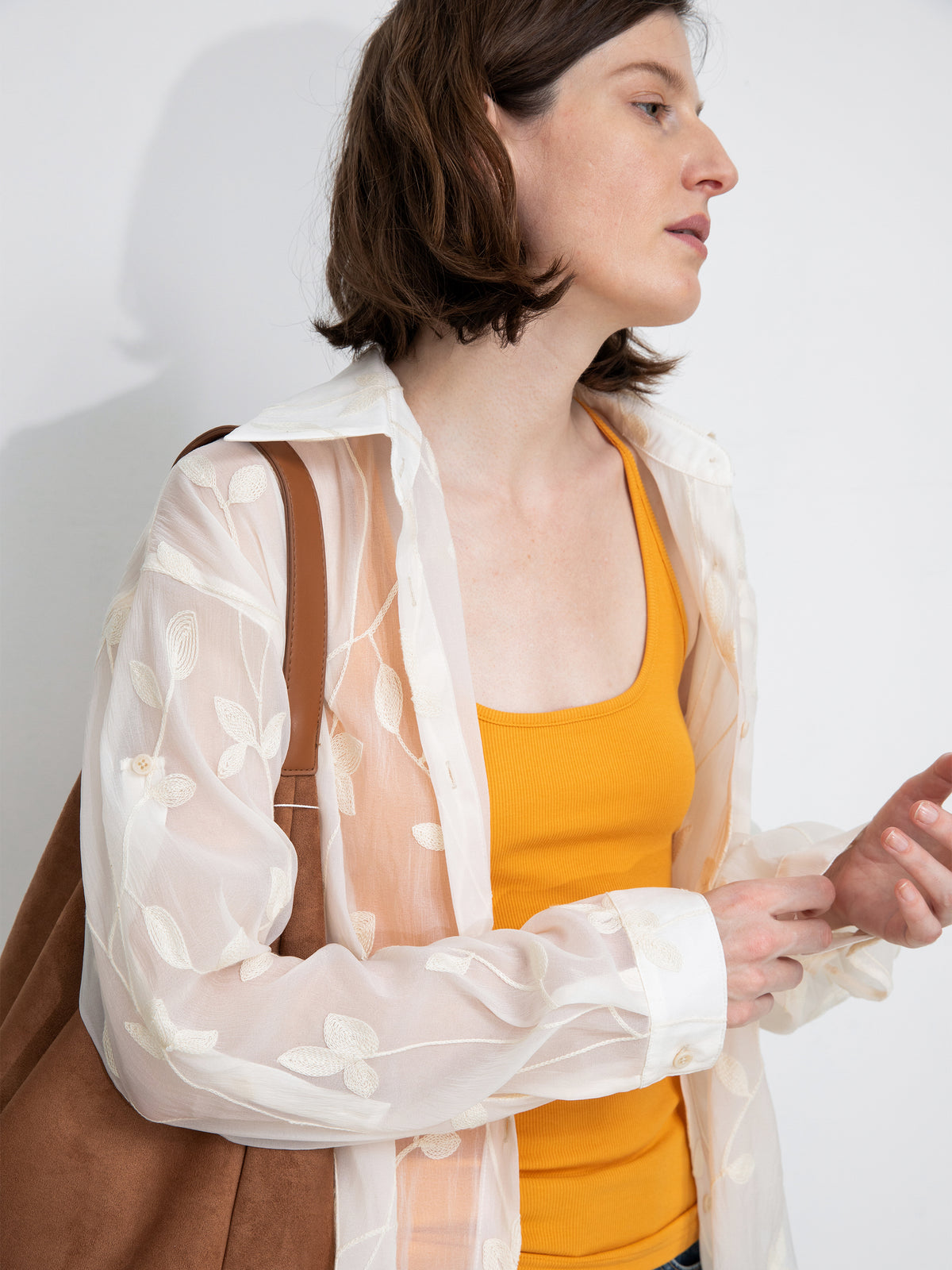 Lightweight Ice Silk Embroidered Sheer Shirt-2